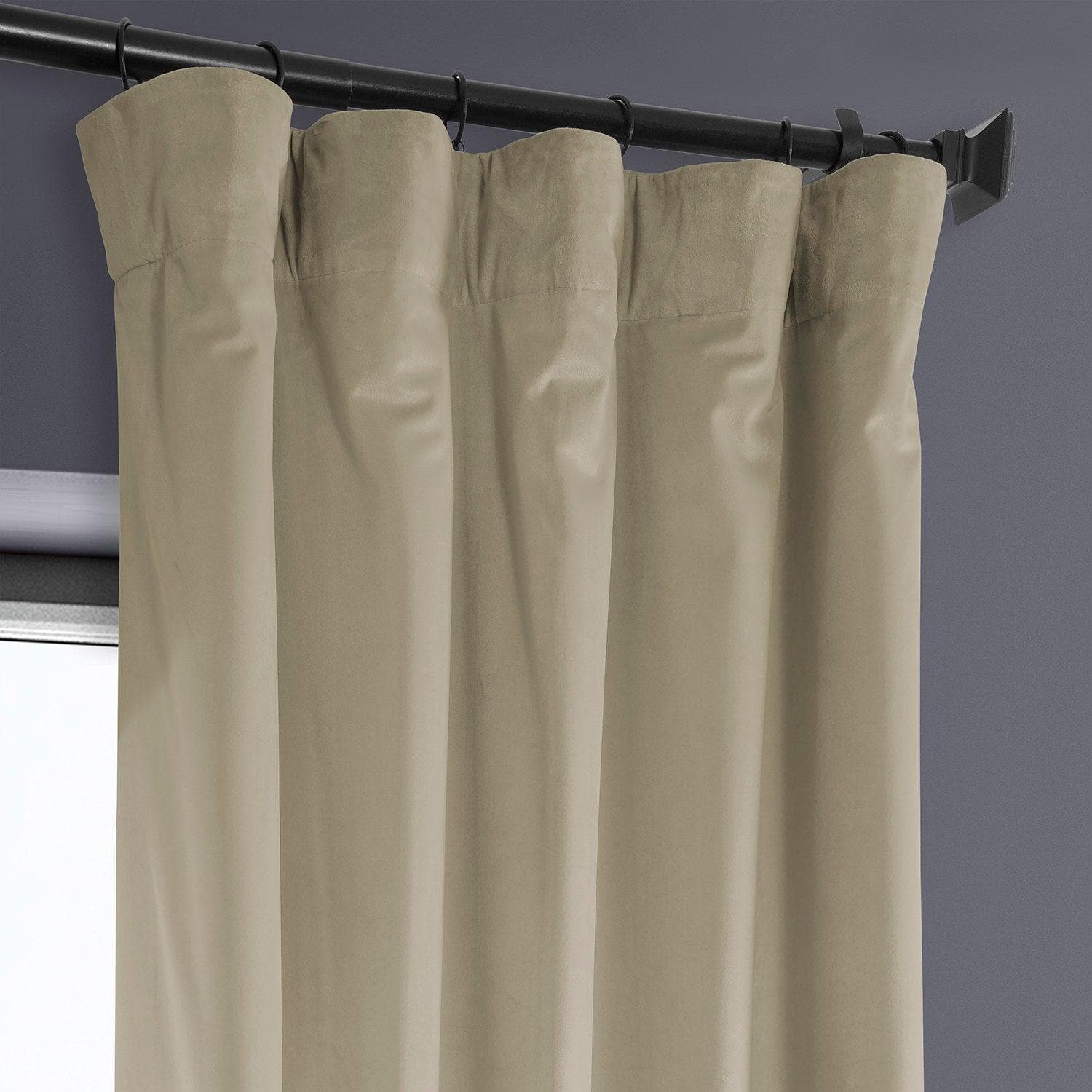 Light Beige Heritage Plush Velvet Blackout Curtains for Bedroom & Living Room - Soft Thermal Insulated Drapes for Light Blocking & Noise Reduction