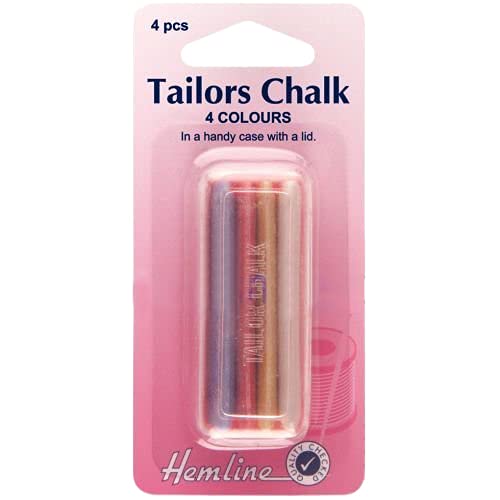 4-Color Tailor's Chalk Set (White/Blue/Red/Yellow) with Storage Box - Fabric Marking Tool for Sewing, Quilting & DIY Crafts - Perfect for Dressmaking, Alterations & Tailoring Projects