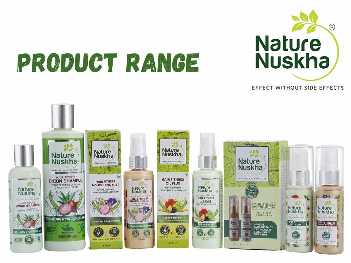 Nature Nuskha Onion Shampoo for Hair Growth with Pea Protein, Shikakai & Aloe Vera - Volumizing & Strengthening Shampoo for Men & Women (100ml) - Perfect for Daily Hair Care & Thinning Hair Solutions