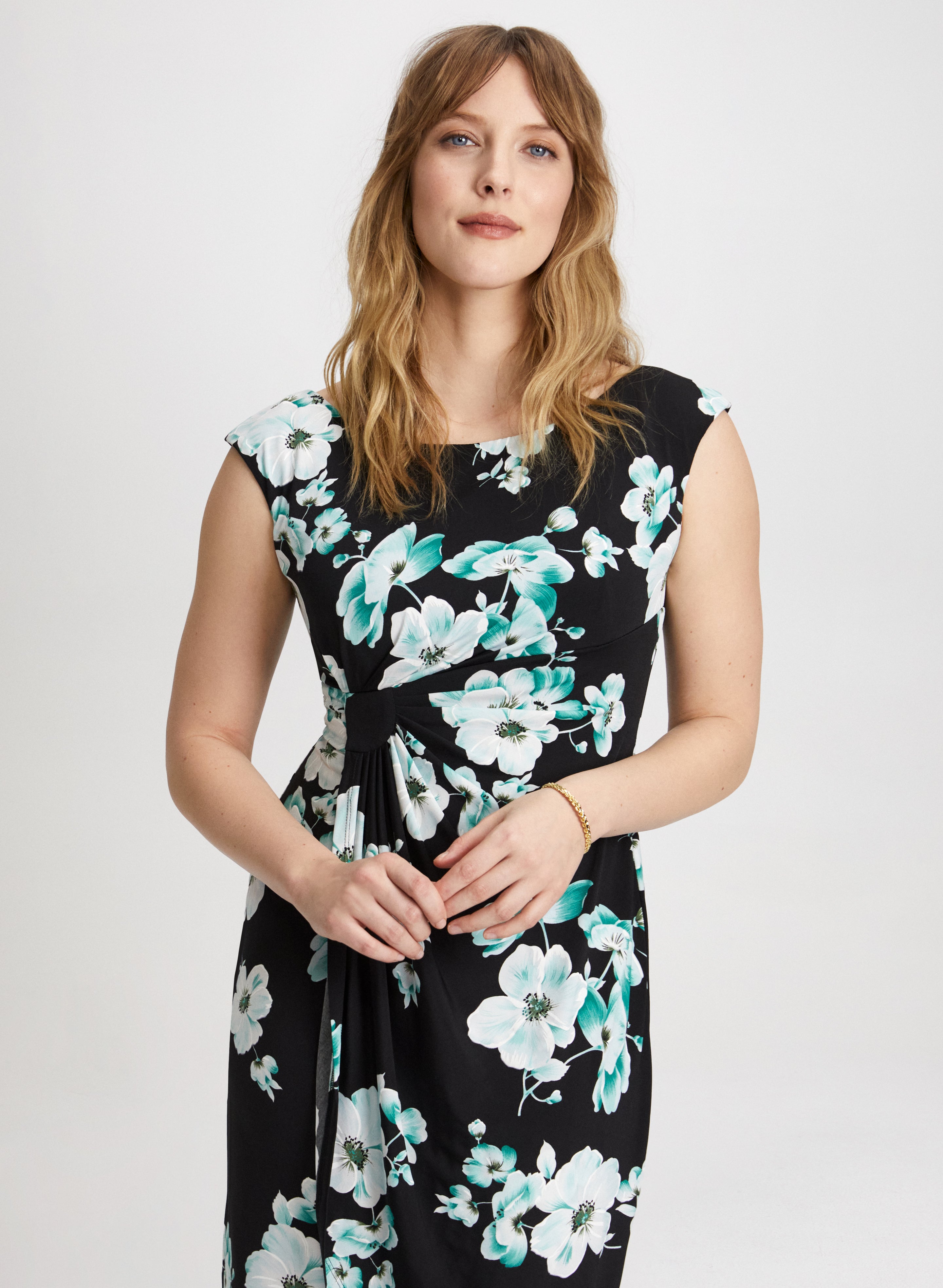 Floral Print Gathered Dress for Women - Summer Casual Flowy Midi Dress with Elastic Waist | Perfect for Beach, Vacation & Outdoor Events