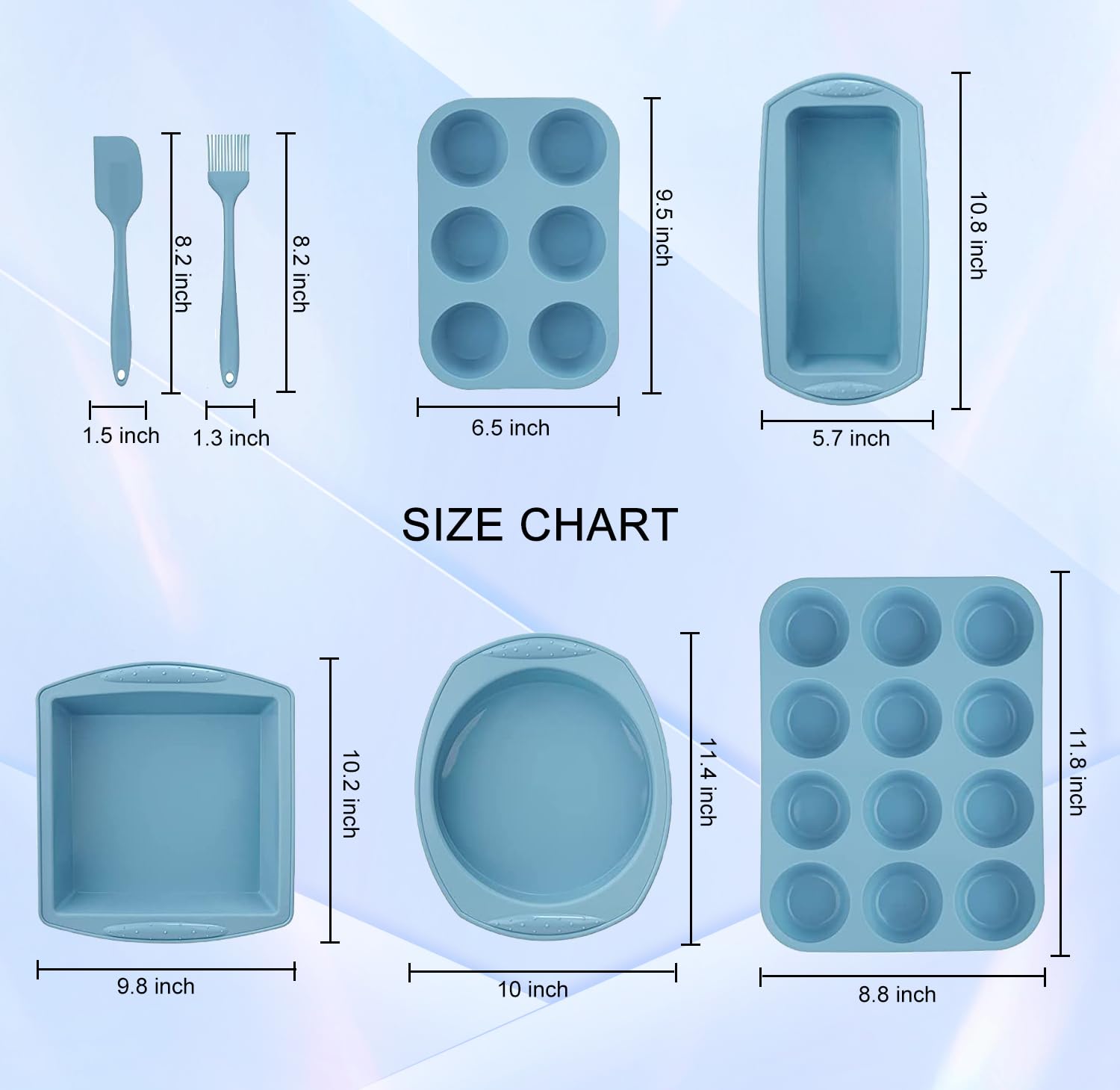 7-in-1 Non-Toxic Silicone Bakeware Set - BPA Free Round & Square Cake Pan, Loaf Pan, Muffin Tray for Oven Baking | Perfect for Bread, Pizza, Cheesecake, Cupcakes & Desserts | Ideal for Home Bakers, Holiday Cooking & Party Treats