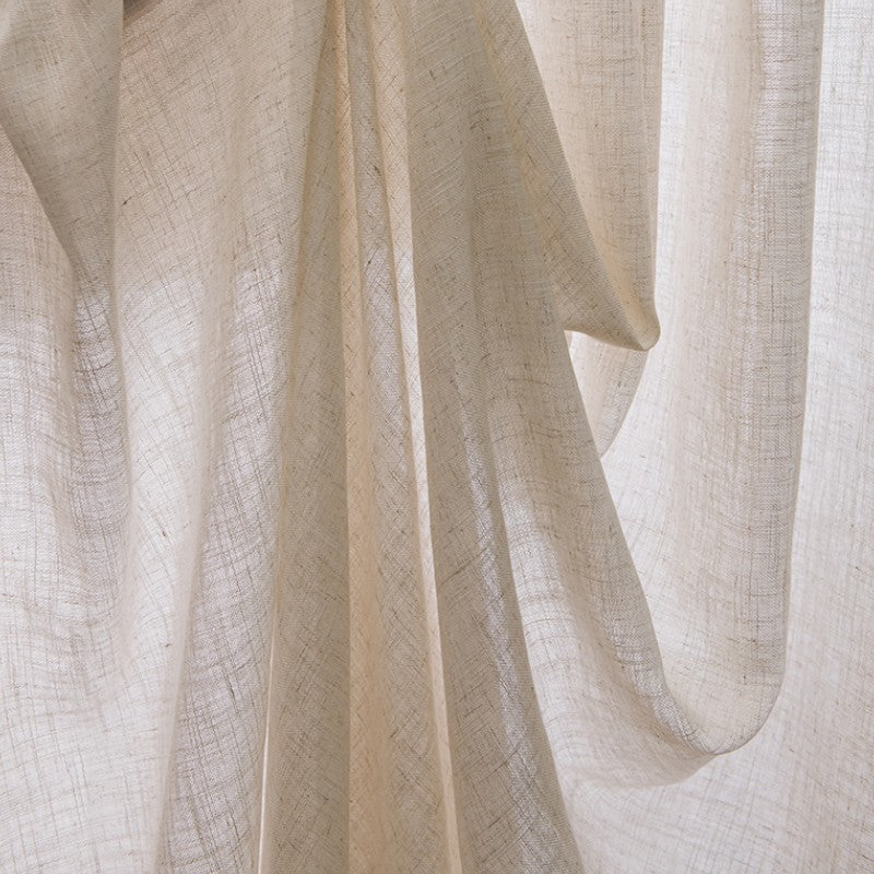 Estelle Linen Brown Japandi Style Light Filtering Custom Curtains - Elegant Window Treatment for Living Room & Bedroom