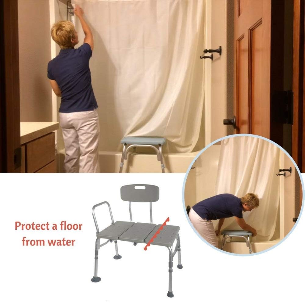 HEALTHLINE Heavy Duty Bariatric Shower Bench 400 lbs Capacity - Adjustable Medical Transfer Bench with Back Support & Non-Slip Seat for Elderly & Disabled (Gray) - Ideal for Safe Bathing & Showering Assistance