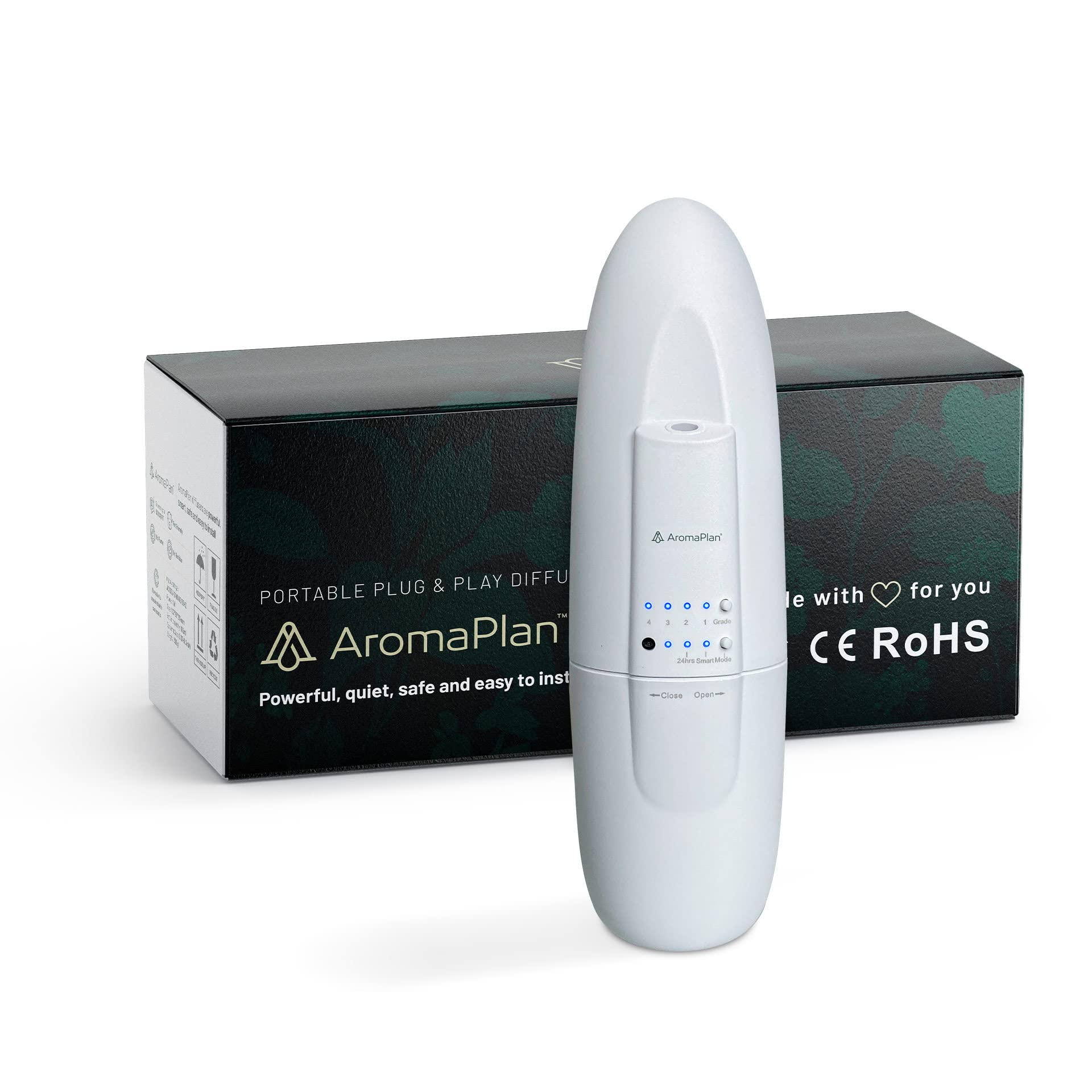 AROMAPLAN Portable Essential Oil Diffuser - 500 Sq. FT Coverage, Plug-in Nano Diffuser for Home & Office - Silent, Waterless Aromatherapy Device (White) | Perfect for Bedrooms, Yoga Studios & Workspaces
