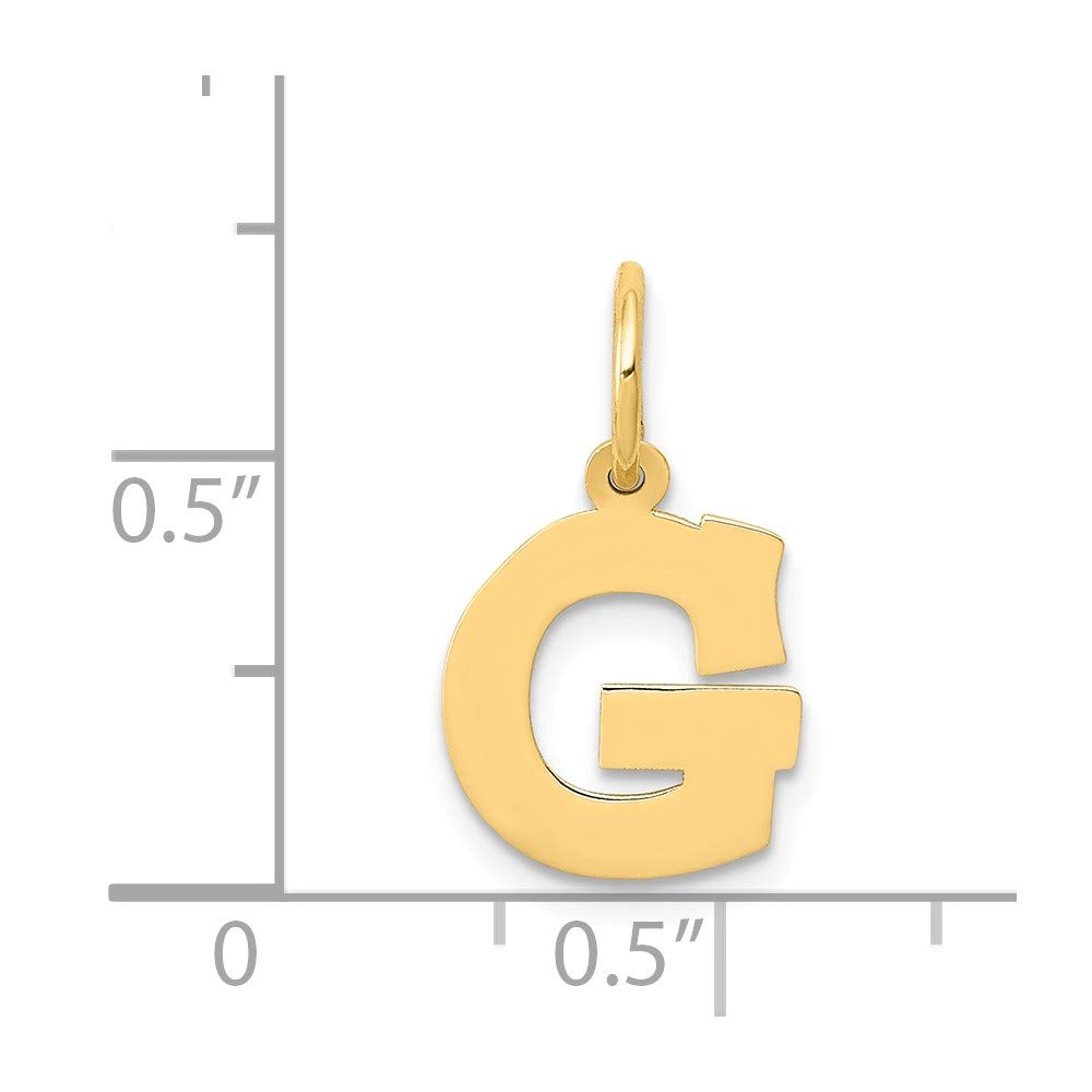 14K Solid Yellow Gold Small Block Initial Letter G Alphabet Charm Pendant - 18mm Personalized Jewelry for Necklace, Bracelet & Gift Giving