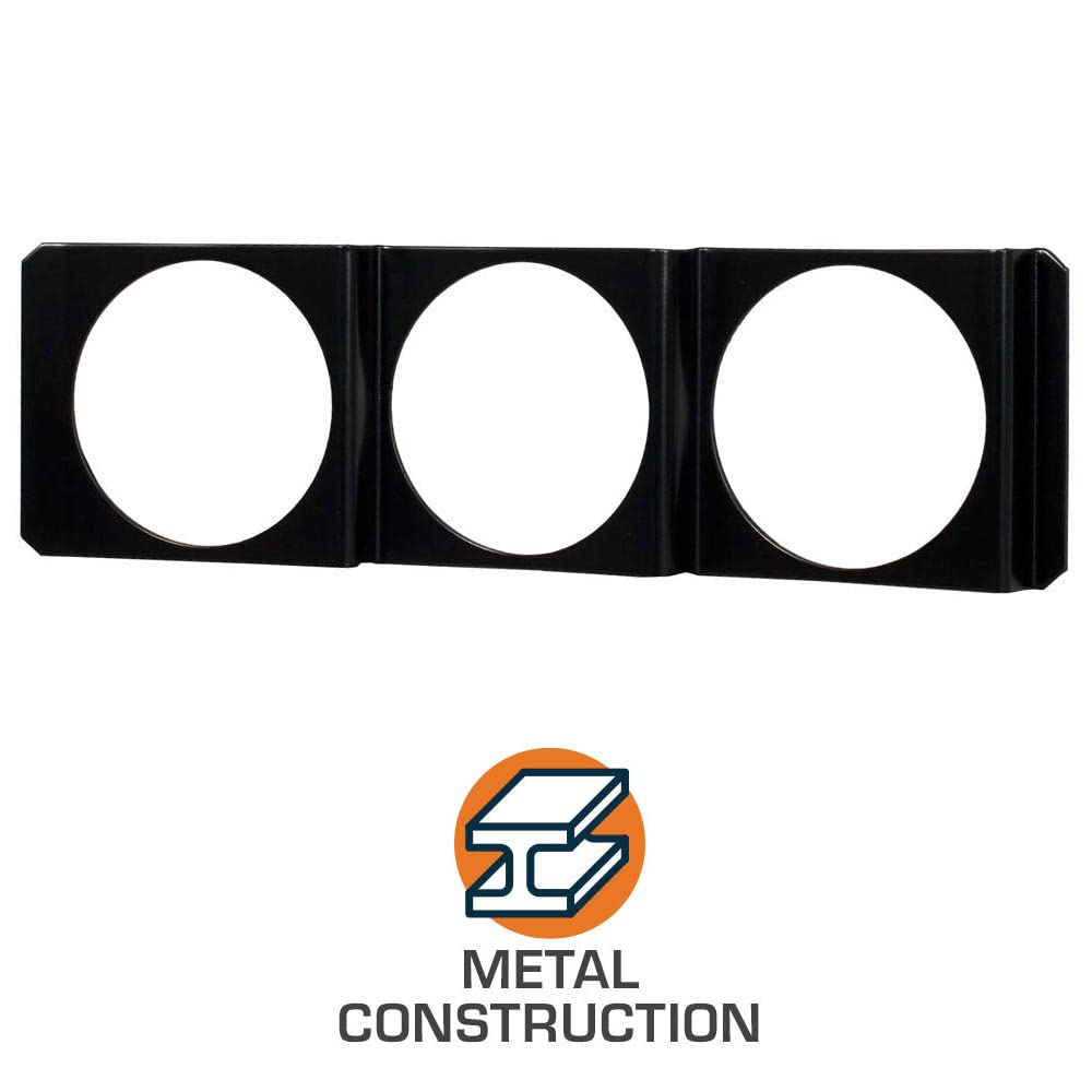 GlowShift Universal Black Triple Gauge Single DIN Radio Face Pod - Fits All Car Models - Holds 3 x 52mm (2-1/16