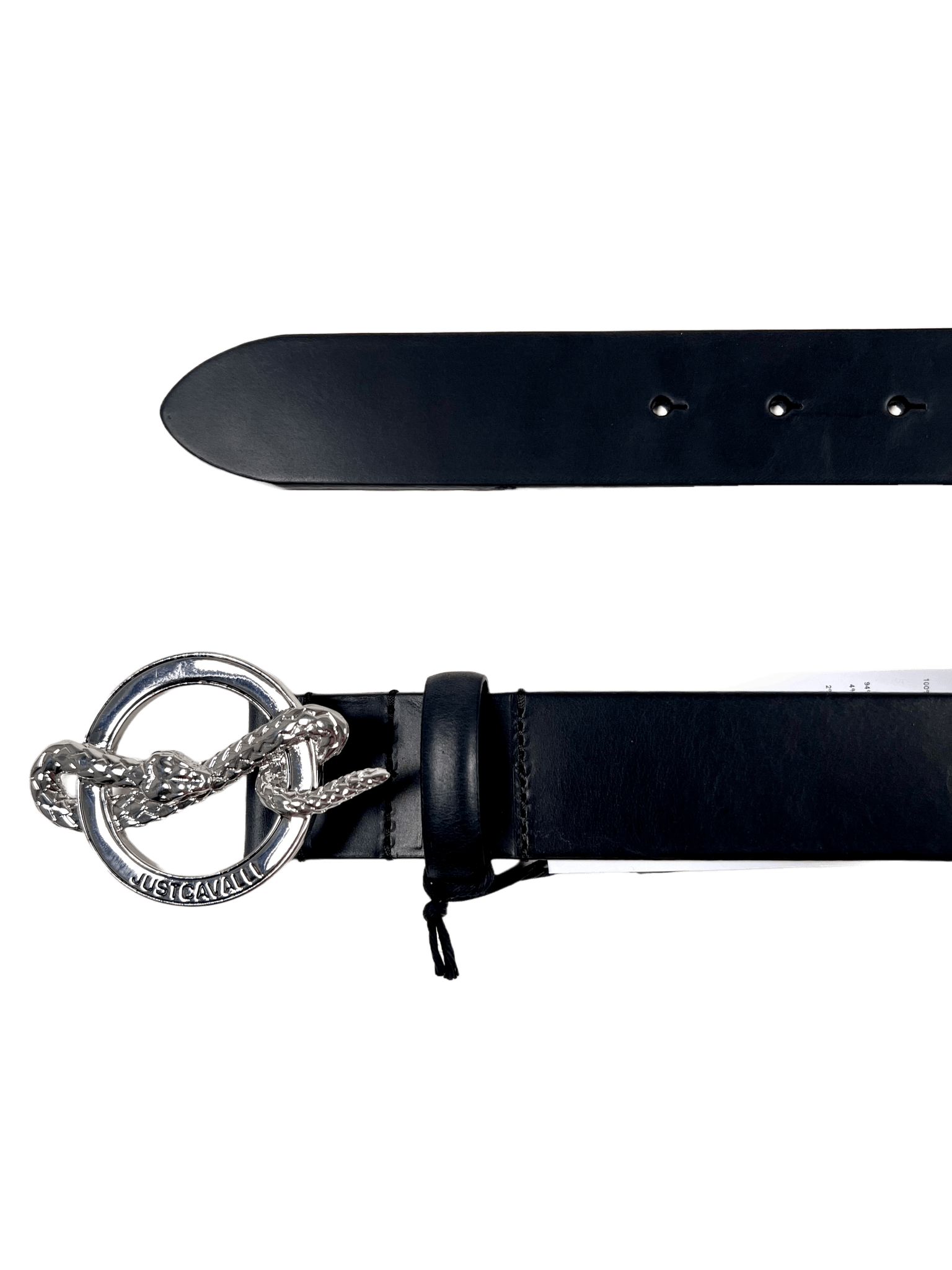 JUST CAVALLI S10TP0276 PR227 Designer Belt for Men - Black & Silver Metal Buckle | Stylish Accessory for Casual & Formal Outfits