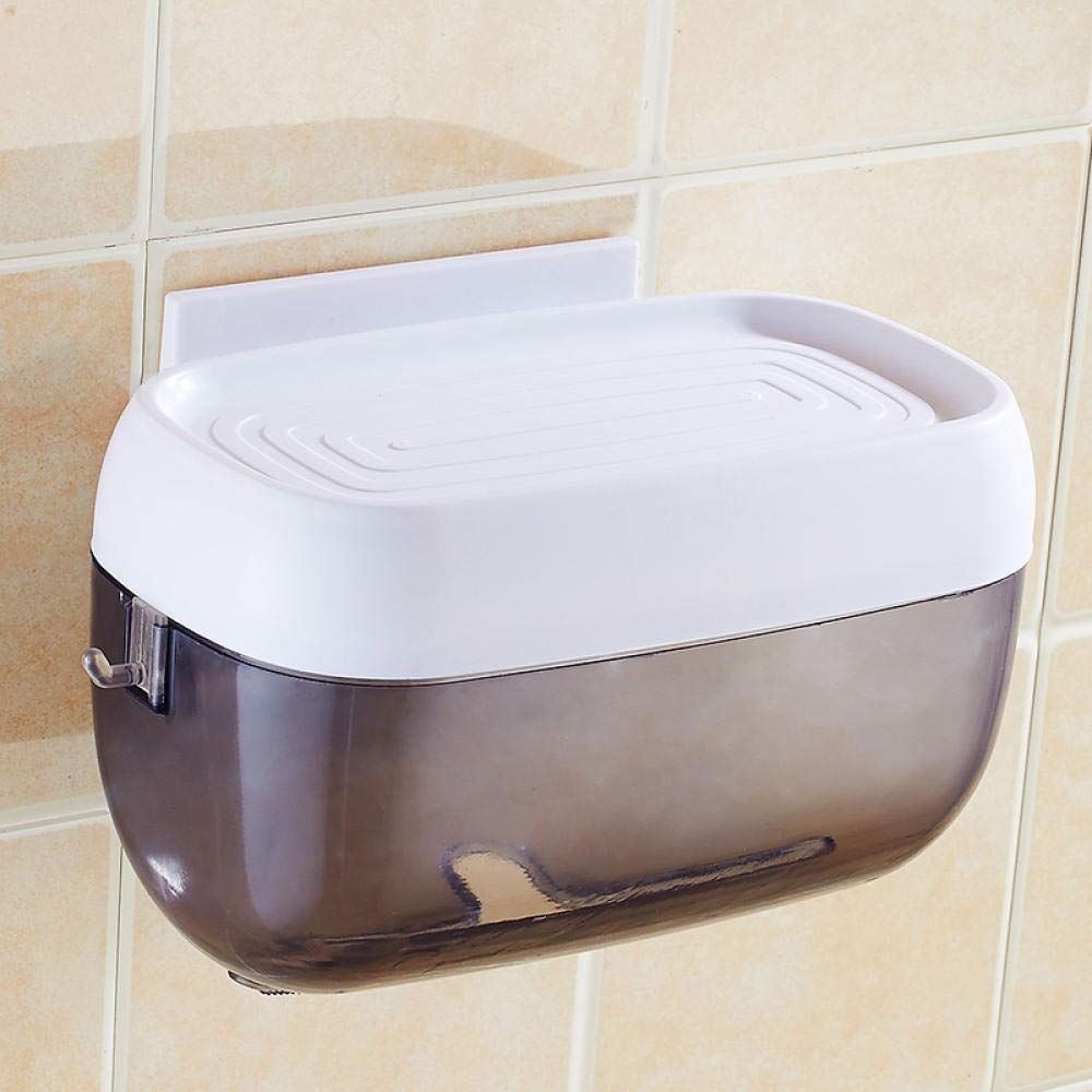 XiXiBoom Wall-Mounted Toilet Paper Holder - Waterproof Bathroom Tissue Dispenser with Shelf, Space-Saving Napkin Box Organizer (Light Grey) - Perfect for Small Bathrooms, Apartments & RVs