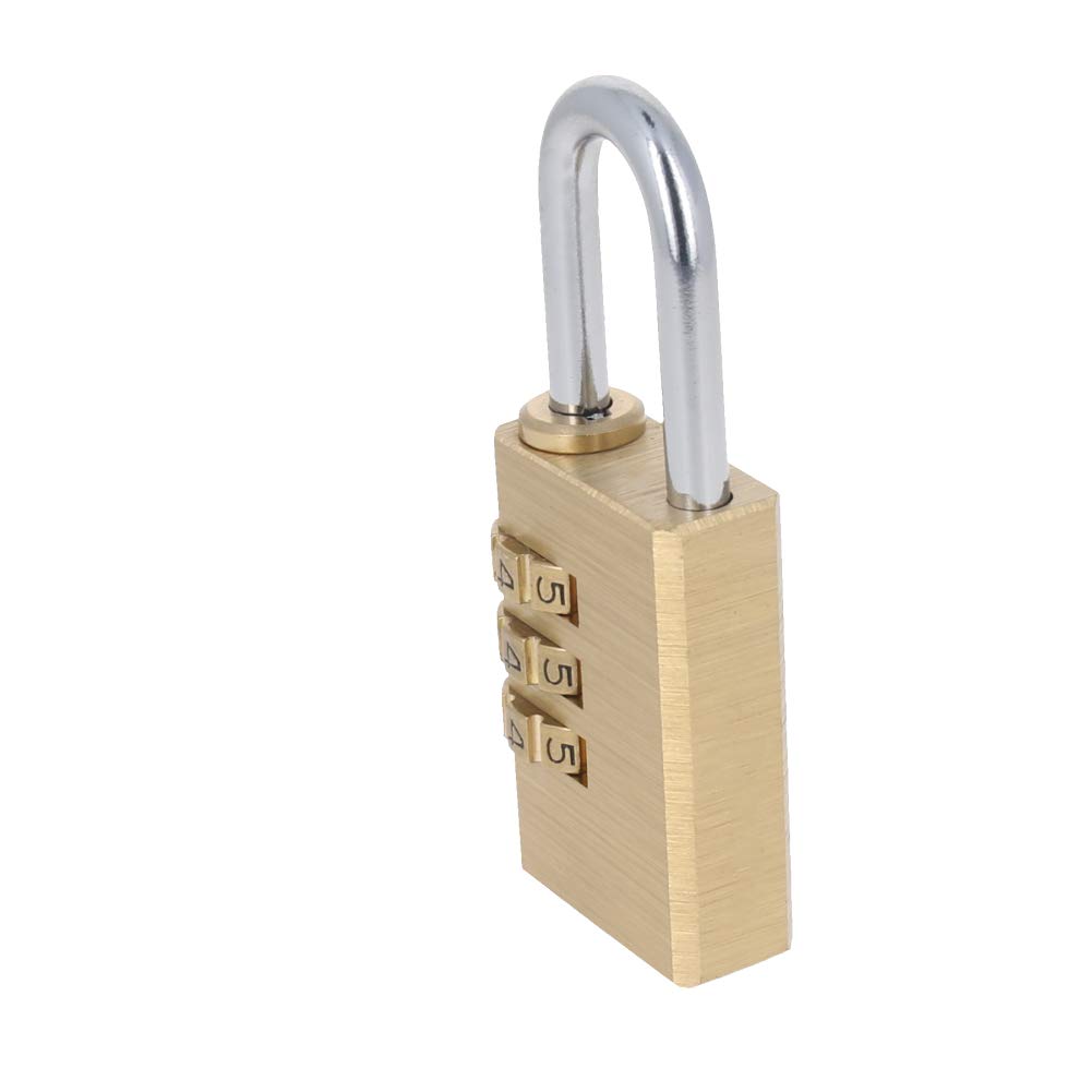 Yinpecly 3 Digit Combination Padlock - Solid Brass Heavy Duty Security Lock with 3 Rounds for Luggage, Lockers & Storage - Indoor/Outdoor Use (4-Pack) - Perfect for Travel, Gym, School & Home Security
