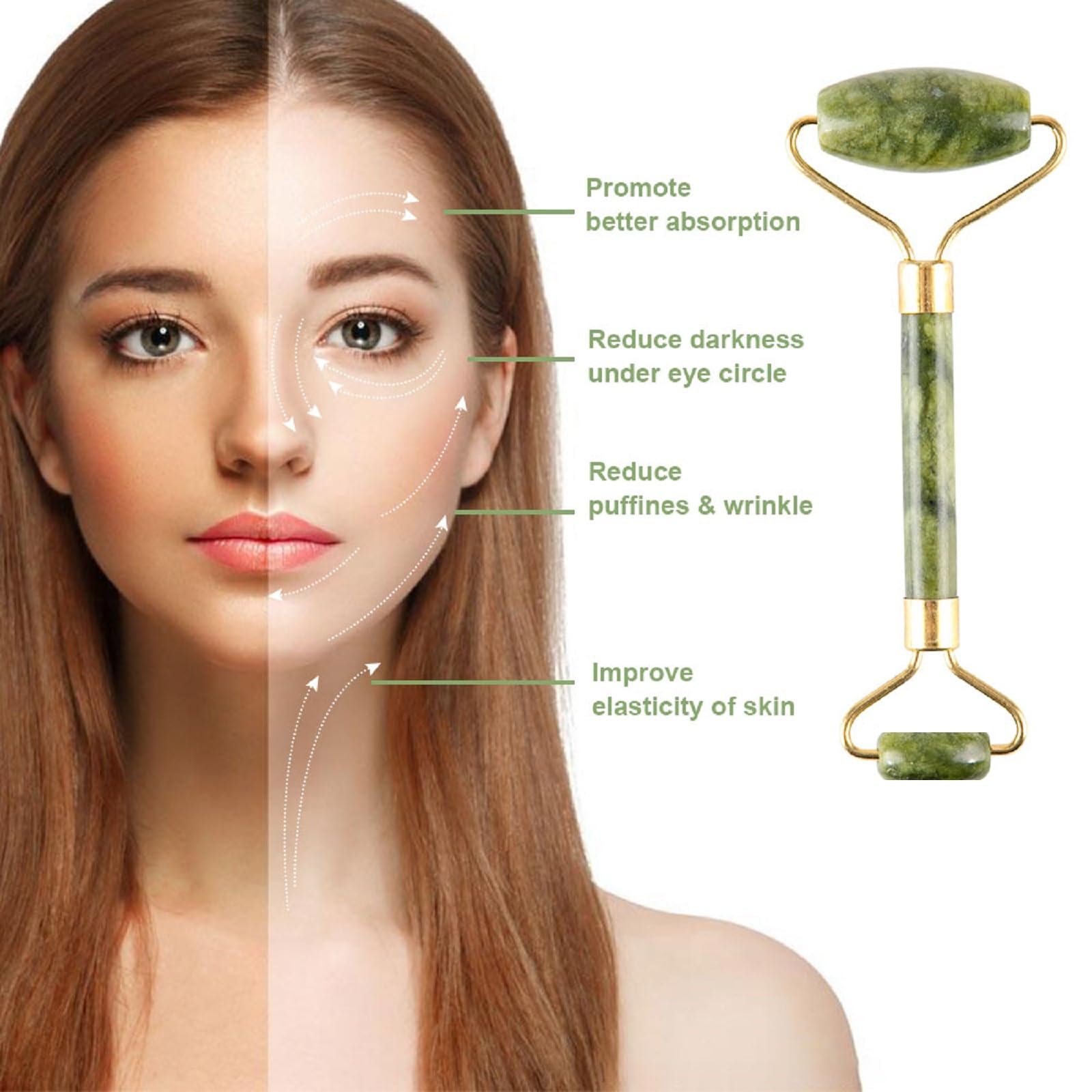 Premium Jade Roller & Gua Sha Set - Natural Facial Massage Tools for Glowing Skin | Rejuvenating Face Roller & Gua Sha Stone | Self Care Kit for Men & Women | Perfect for Relaxation, Lymphatic Drainage & Anti-Aging Skincare Routine