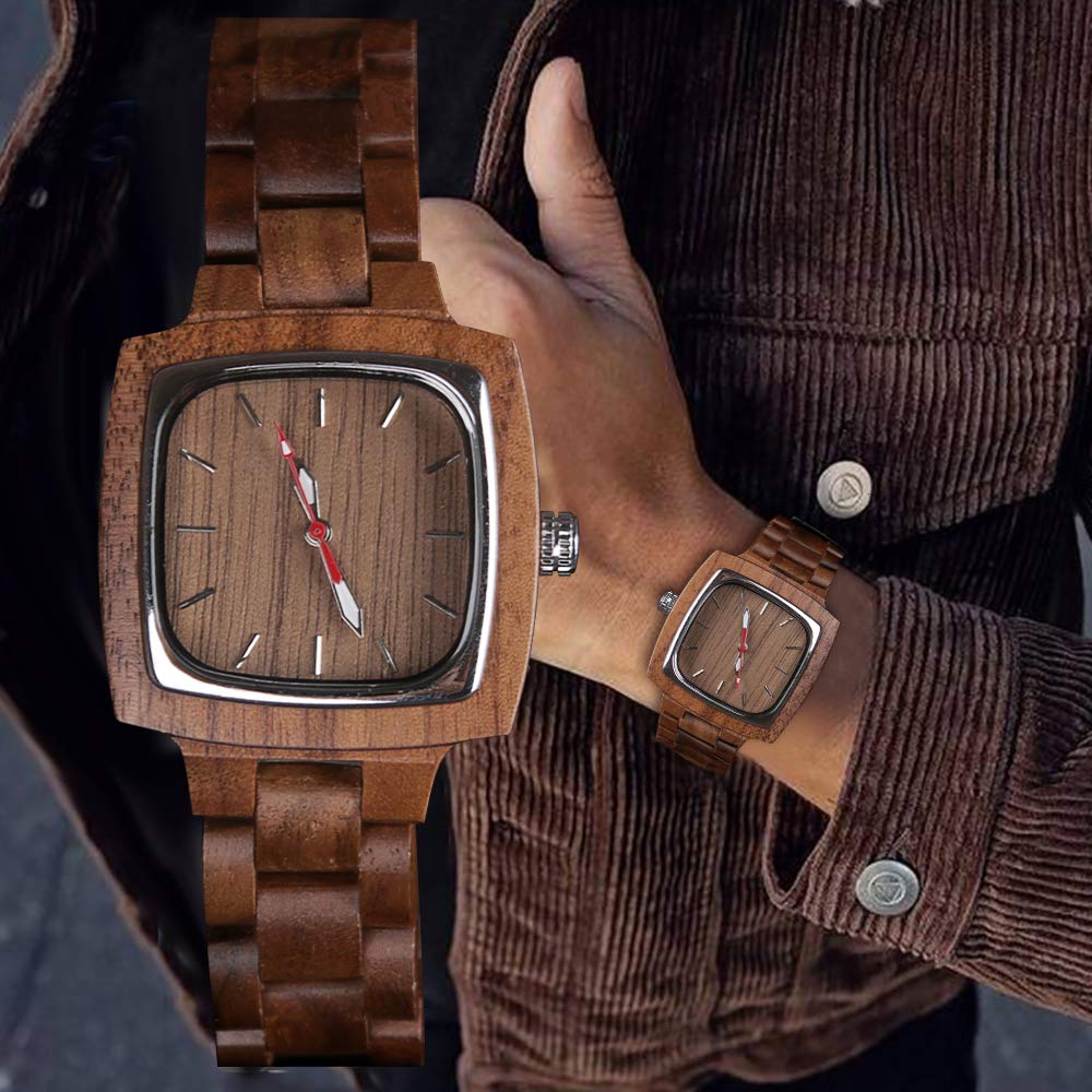 Premium Handmade Bamboo Wooden Watch for Men - Analog Date Quartz Movement - Stylish Eco-Friendly Wooden Watch - Perfect for Casual Wear, Outdoor Adventures & Sustainable Fashion