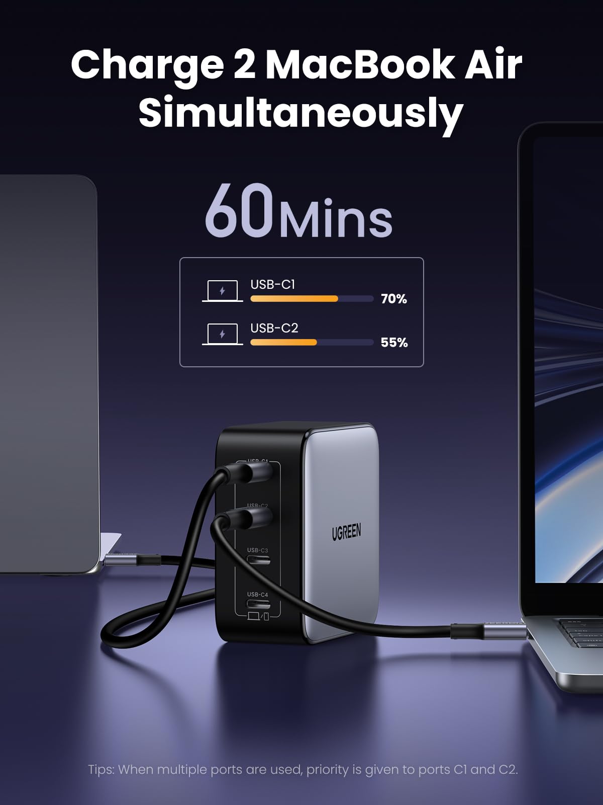 UGREEN Nexode 100W GaN 4-Port USB C Charger - Fast Charging Block for MacBook Pro/Air, Dell XPS, iPhone 16/15, Galaxy S24/S23, iPad Air, Pixel 8, Steam Deck - Perfect for Home, Office & Travel Charging Needs