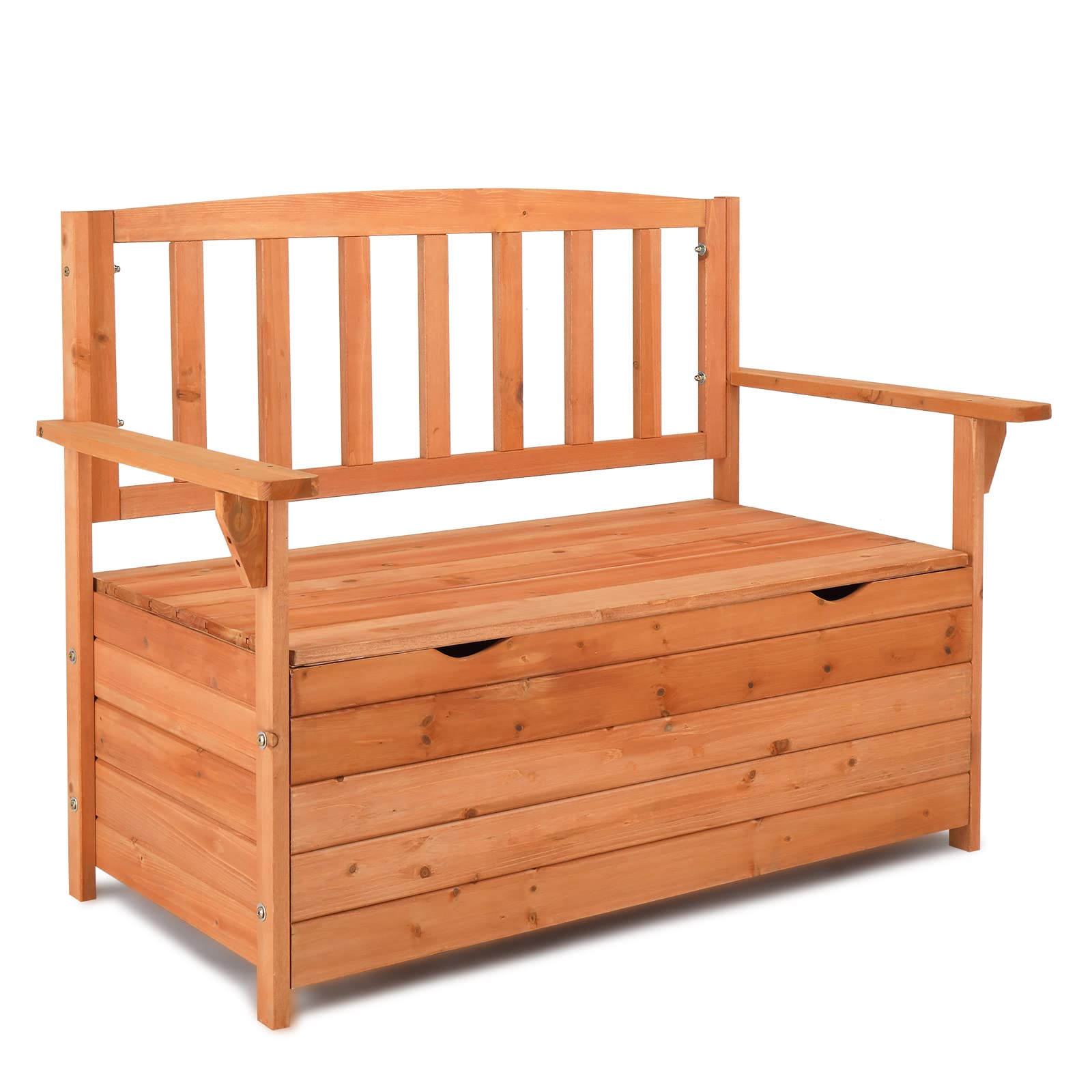 VINGLI 44 Inch Large Outdoor Storage Bench with Seating - Weatherproof Wooden Deck Box & Patio Loveseat for 2 Persons - Perfect for Entryway, Backyard, Garden & Outdoor Living Spaces