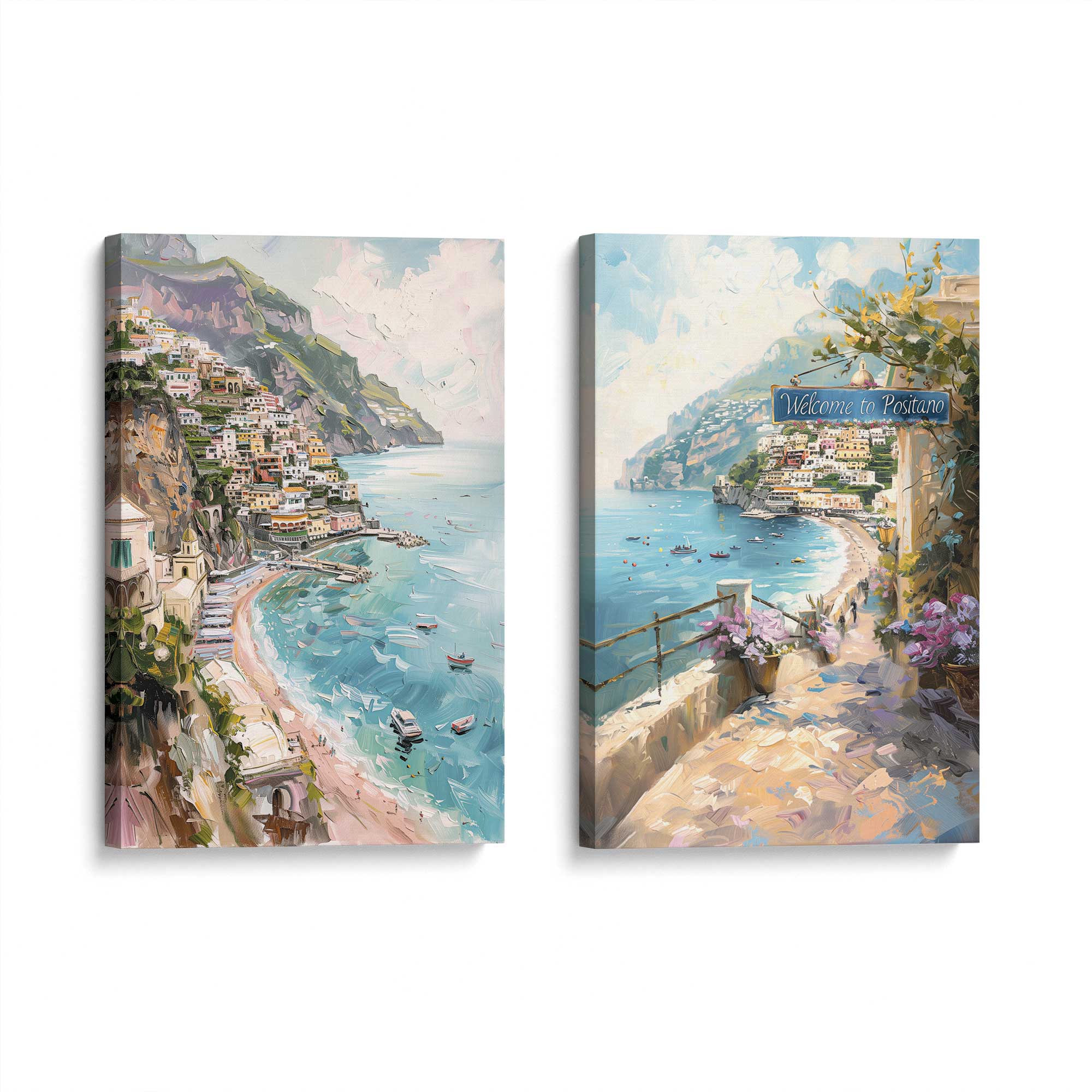 Coastal Charm Paradise Wall Art - Set of 2 Canvas Prints for Beach House Decor, Living Room & Bedroom
