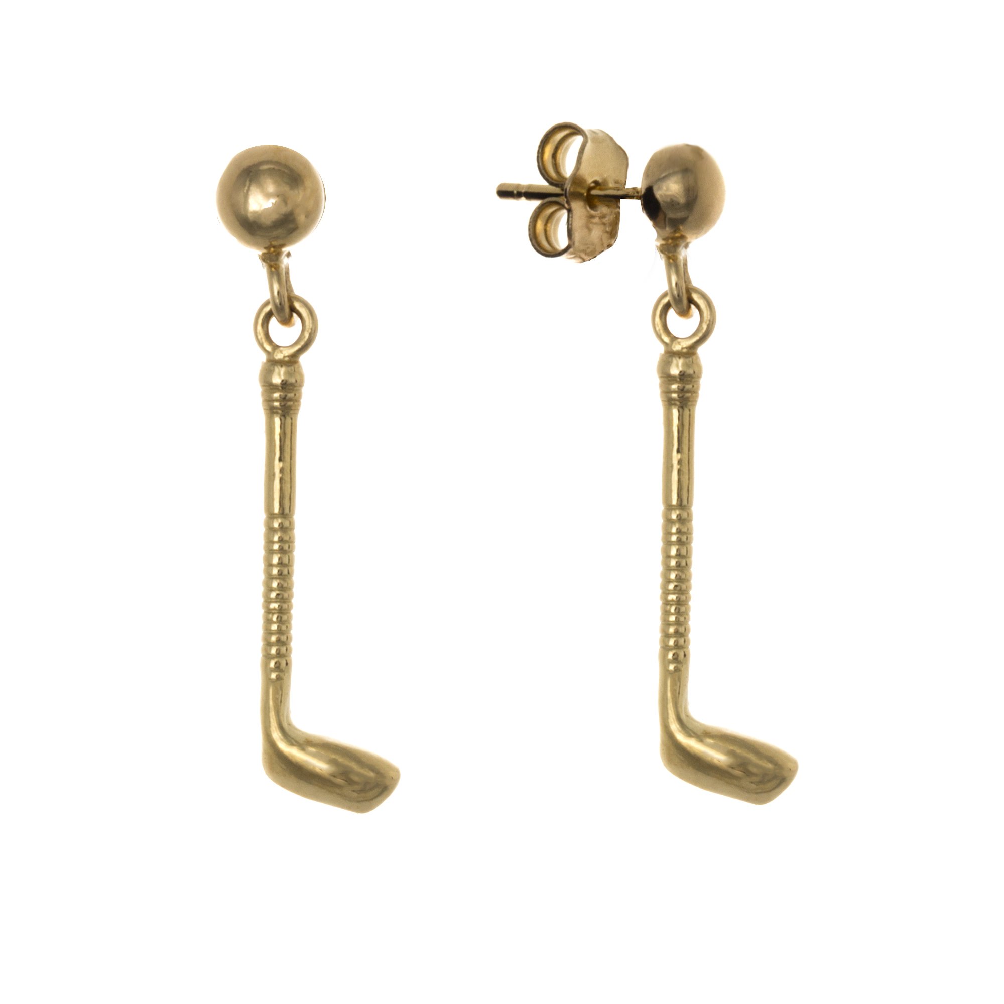 14K Yellow Gold Golf Club Dangle Earrings for Women - Elegant Sports Jewelry Gift for Golf Lovers - Perfect for Golf Tournaments, Parties & Casual Wear