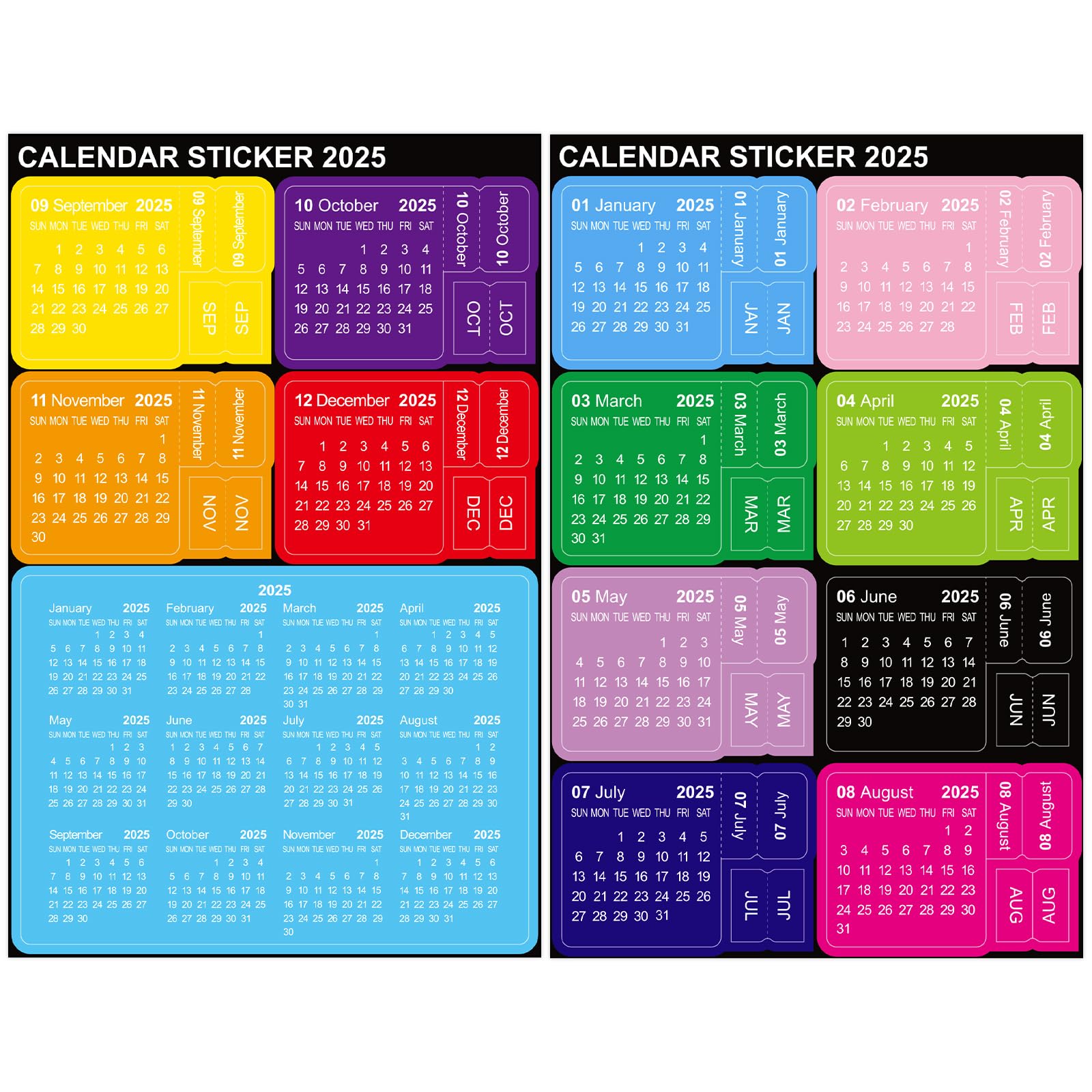 2025 Monthly Planner Stickers - 10 Sets of 240 Adhesive Index Tabs for Calendar, Journal & Organizer - Perfect for Bullet Journaling, Office Planning & School Organization