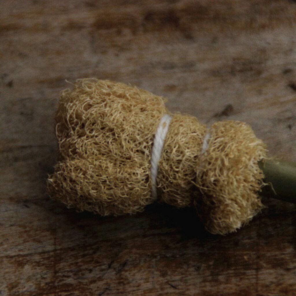 Natural Long Handle Loofah Brush - Durable Kitchen Cleaning Scrubber for Pots, Pans & Dishes - Perfect for Deep Cleaning and Exfoliating Vegetables