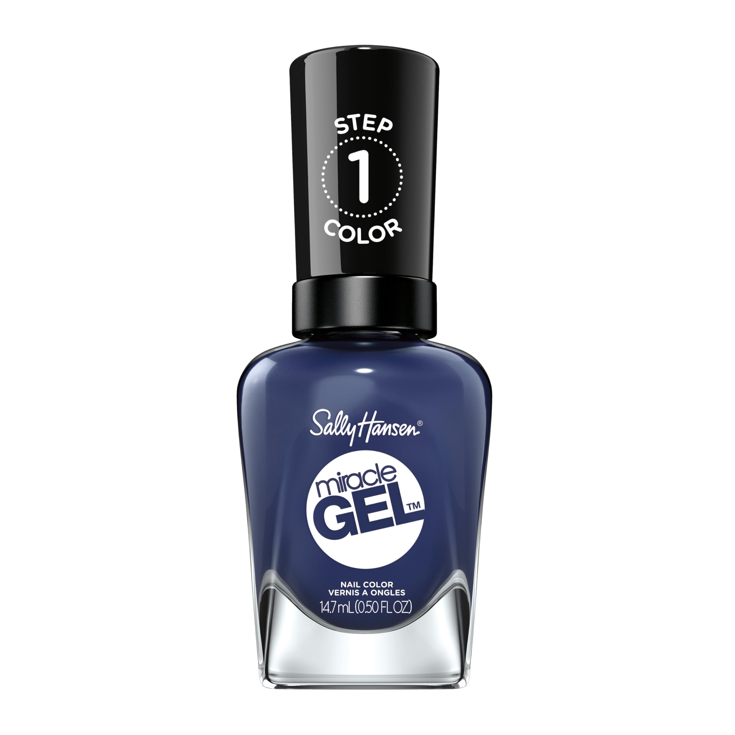 Sally Hansen Miracle Gel™ Midnight Mod Blue Nail Polish - Long Lasting Gel-Like Formula, No UV Lamp Needed - Perfect for Parties, Weddings & Everyday Wear