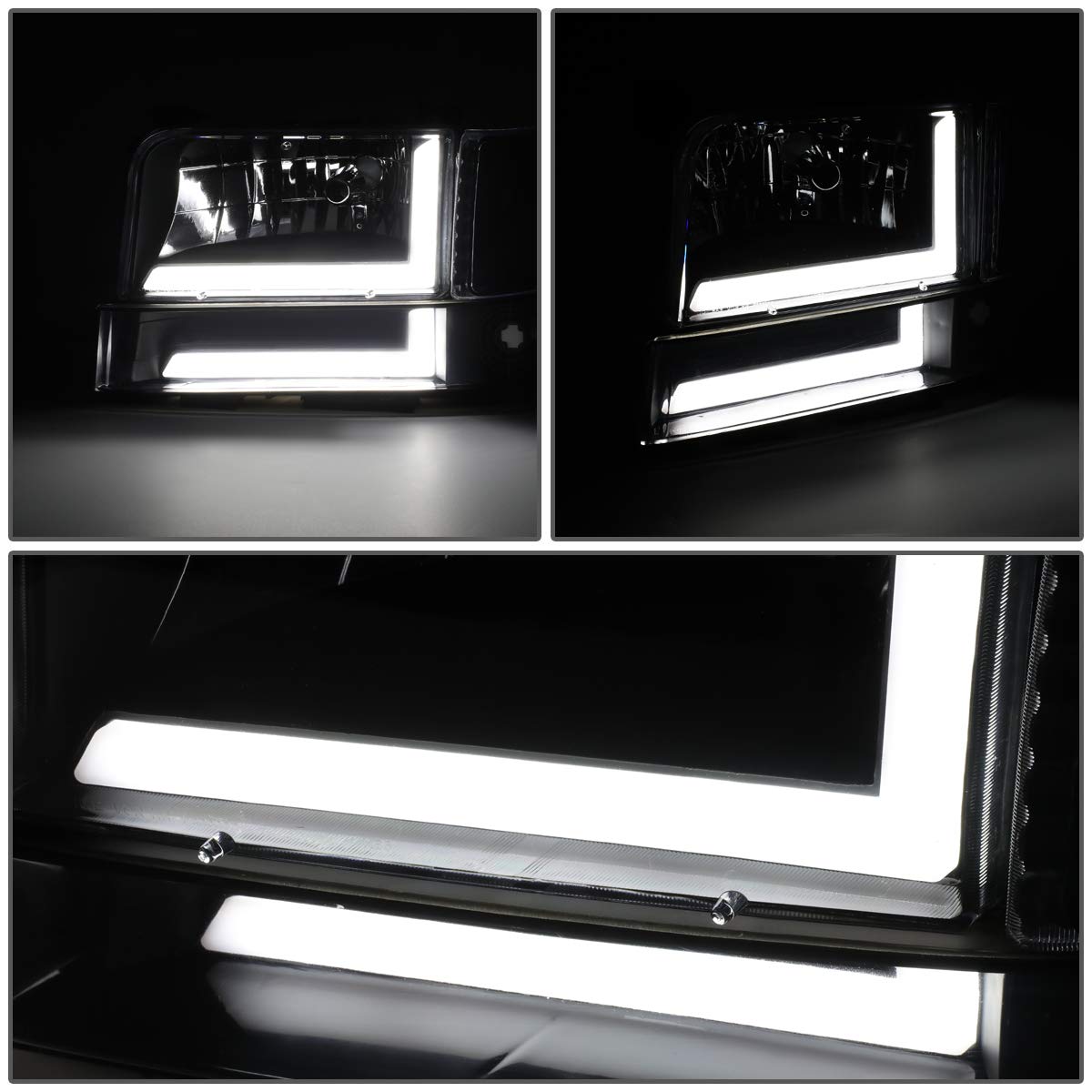 DNA MOTORING LED Light Bar for 92-96 F150 F250 F350 Bronco - Black/Clear - Off-Road & Night Driving