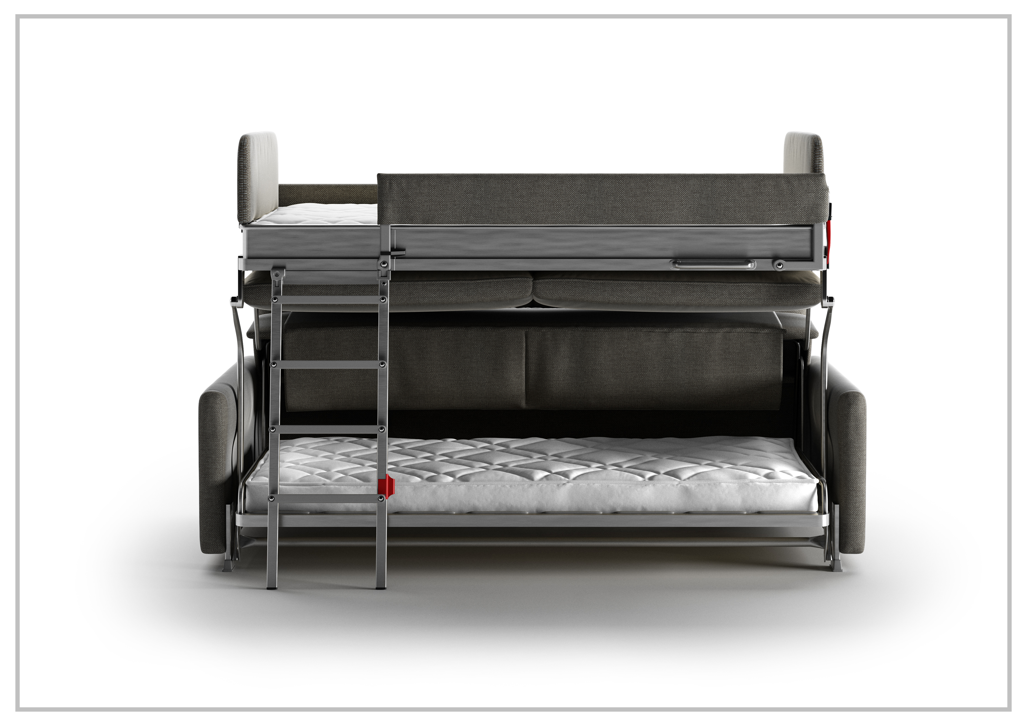 Luonto Fabric Bunk Bed Sleeper Sofa - Convertible Space-Saving Furniture for Small Apartments, Guest Rooms & Dorm Living