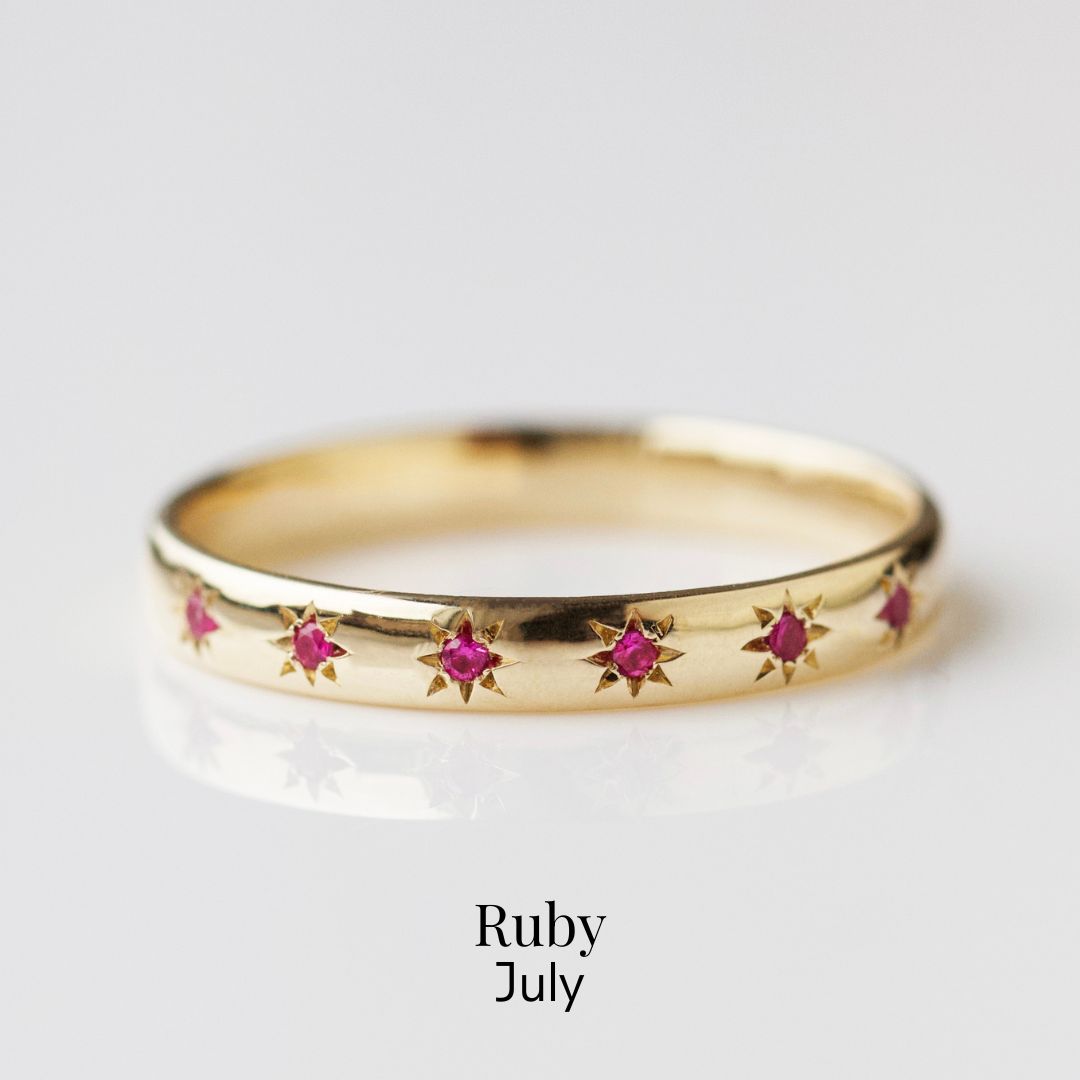 Birthstone Ring Set with Icon Star Design - Perfect for Birthdays, Anniversaries & Special Occasions
