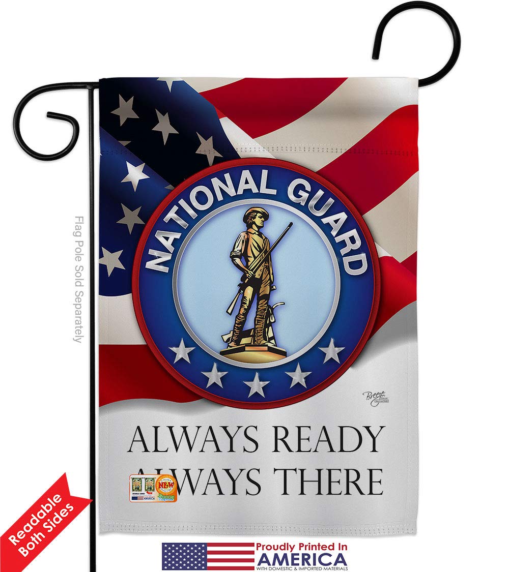 American Military Garden Flags Kit - Double-Sided National Guard & ANG Armed Forces House Banner (28x40 Inch) Made in USA - Perfect for Veterans, Retirees & Patriotic Yard Decor