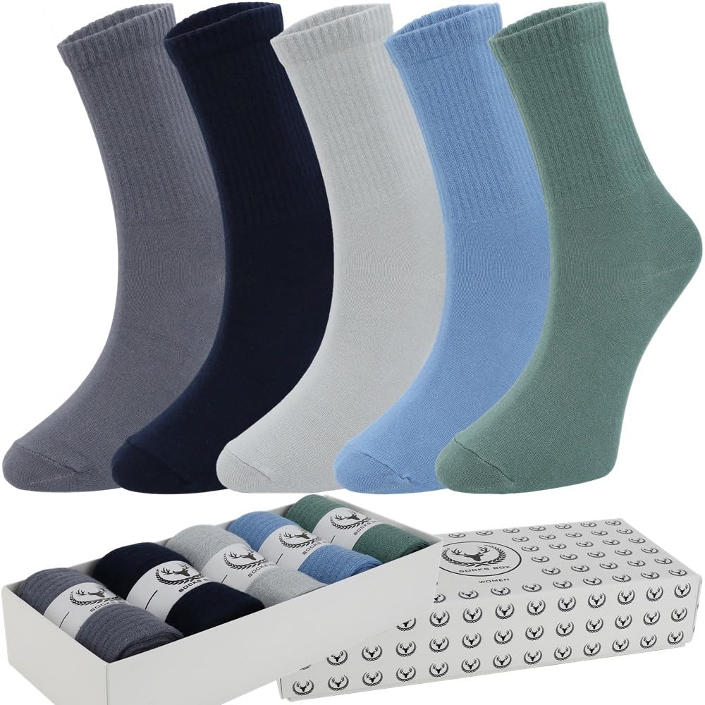Women's Cotton Crew Socks - 3/5/10/15 Pack Soft Comfortable Everyday Socks for Work, Gym & Casual Wear