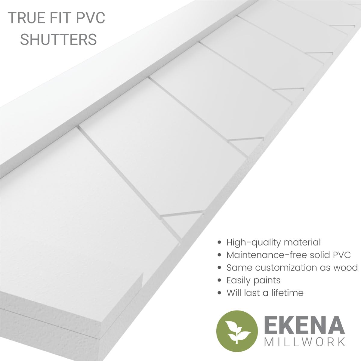 Ekena Millwork TFP001HB12X040MG True Fit PVC Single Panel Herringbone Modern Style Fixed Mount Shutters - 12