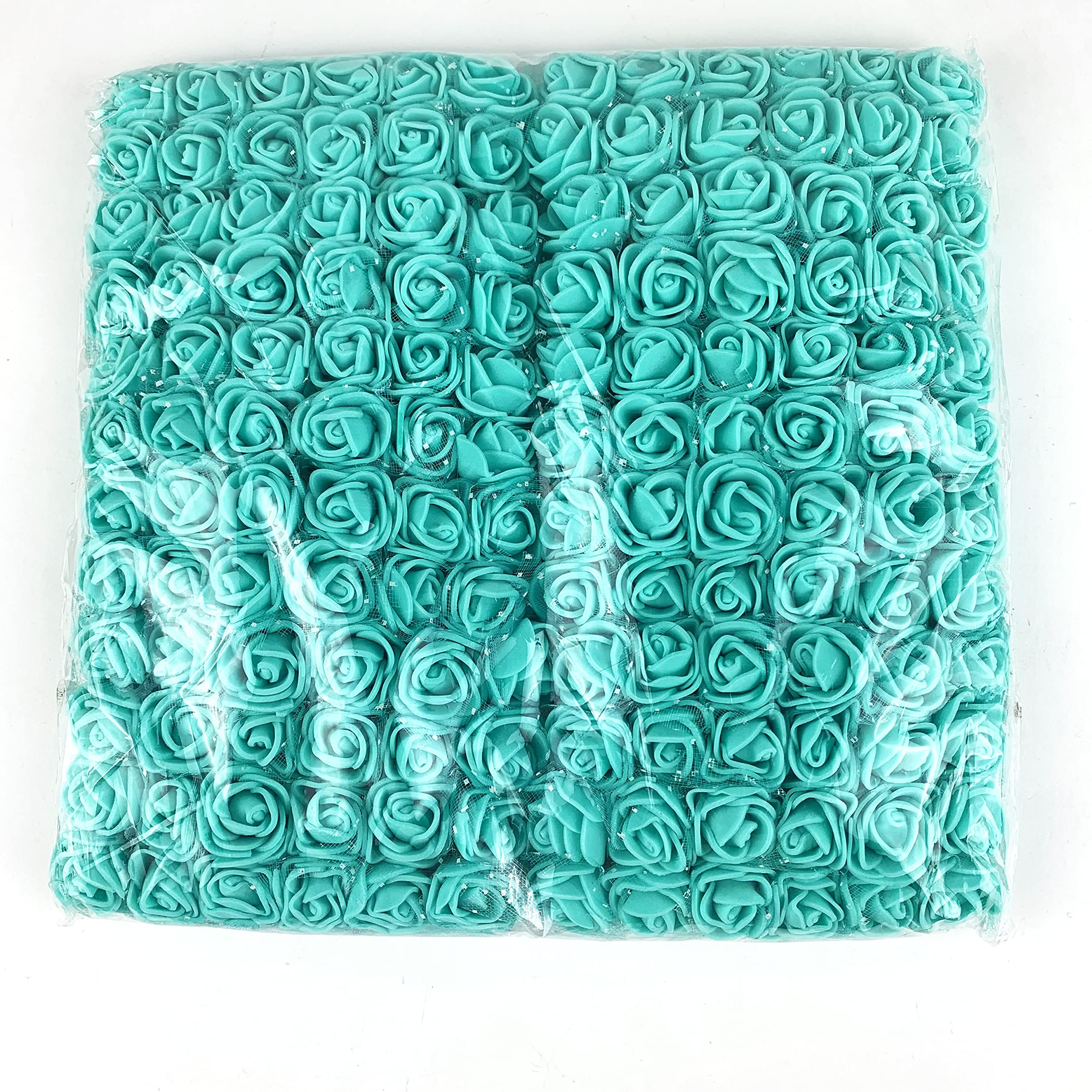 144PC Teal Mini Fake Rose Flower Heads 20mm Artificial Roses for DIY Crafts, Wedding Decor, Party Centerpieces, Home Decoration - Bulk Foam Flowers for Bouquets, Wreaths & Floral Arrangements
