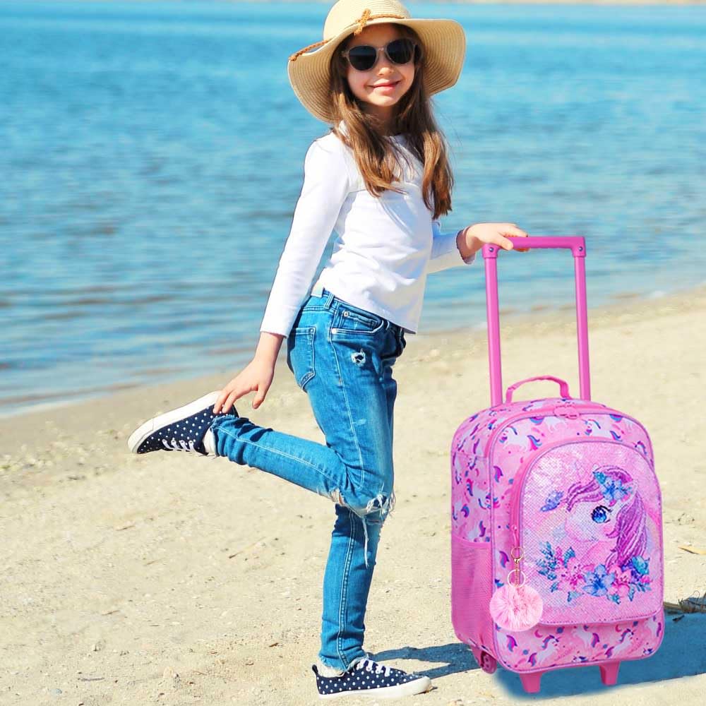 Kids Luggage for Boys & Girls - Cute Rolling Wheel Suitcase for Toddlers & Children | Travel Carry-On Suitcase for Airplane, Vacation & School Trips