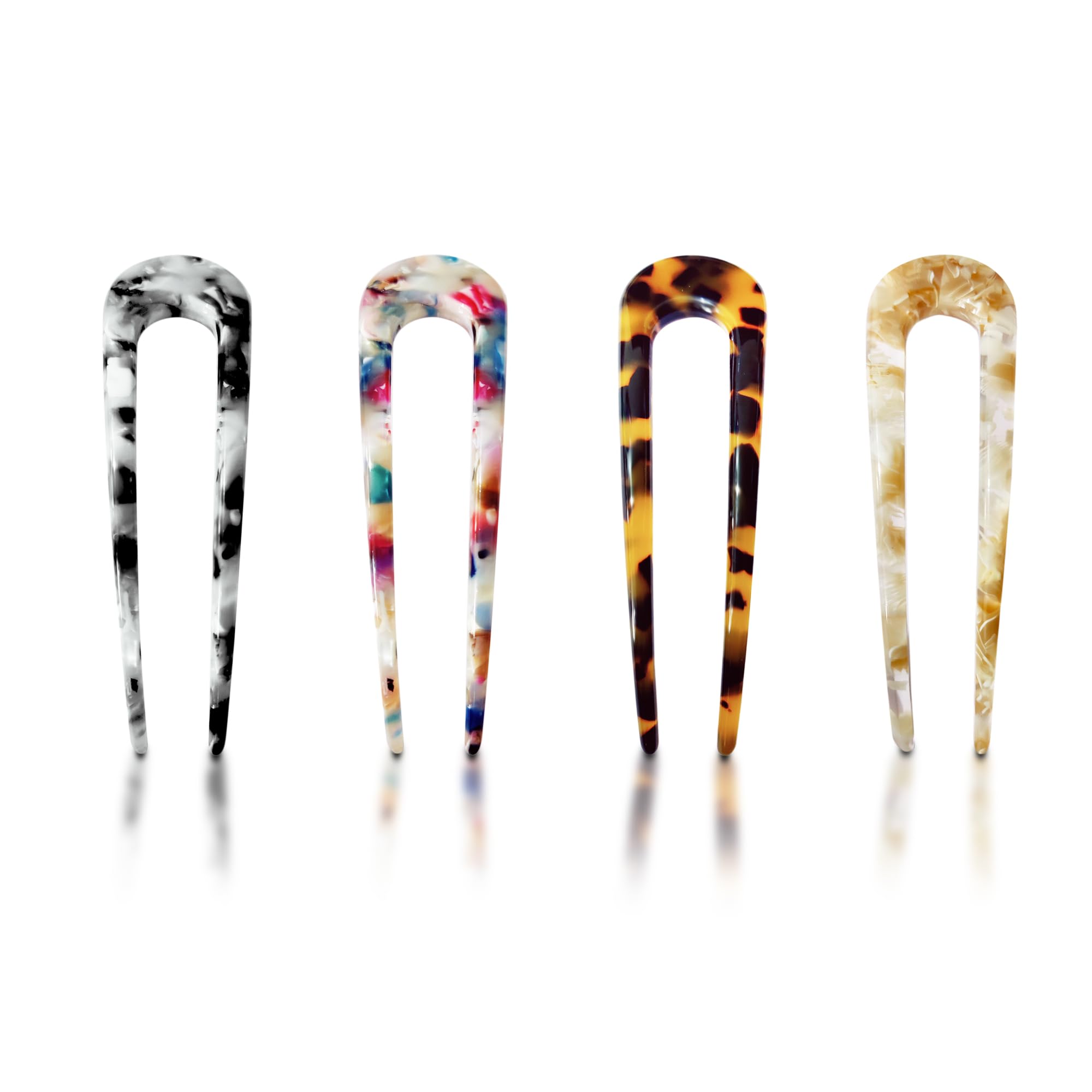 4Pcs Acetate Hair Pins for Women - U Shape Hairpins for Wedding, Bridal & Daily Styling - Multicolor Hair Accessories for Girls & Women - Perfect for Updos, Buns & Braids