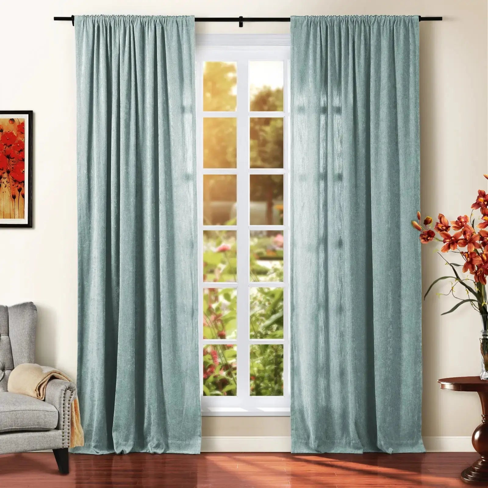 Tino Heavyweight Chenille Blackout Curtains - Soft Thermal Insulated Drapes for Living Room & Bedroom - Noise Reducing & Light Blocking Window Treatments