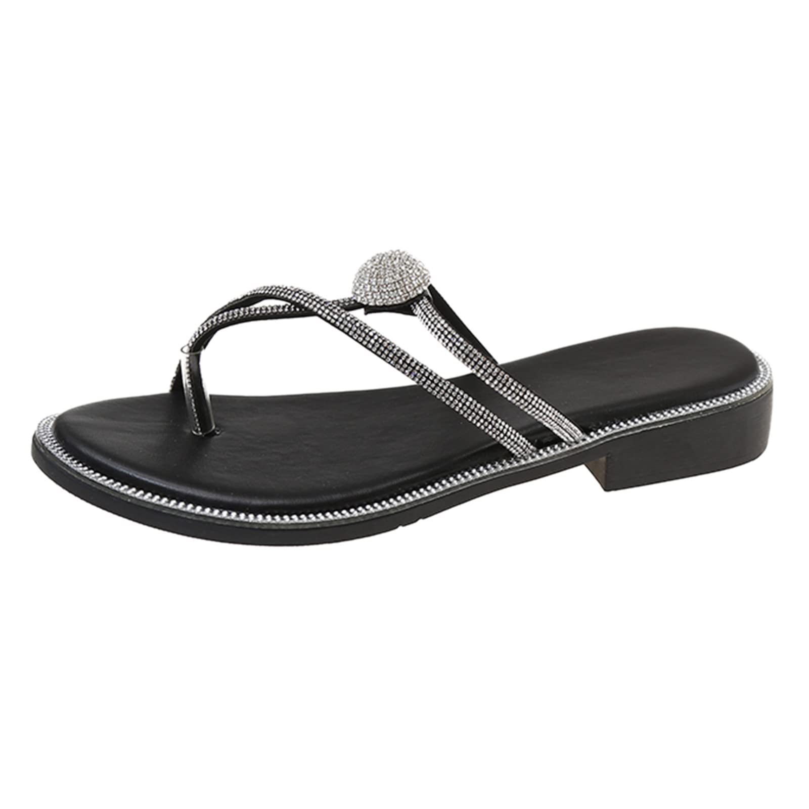 Stylish Women's Rhinestone Sandals - Flat Straps Casual Slippers for Home & Beach | Comfortable Summer Shoes for Women & Girls | Perfect for Lounging, Travel & Vacation Wear