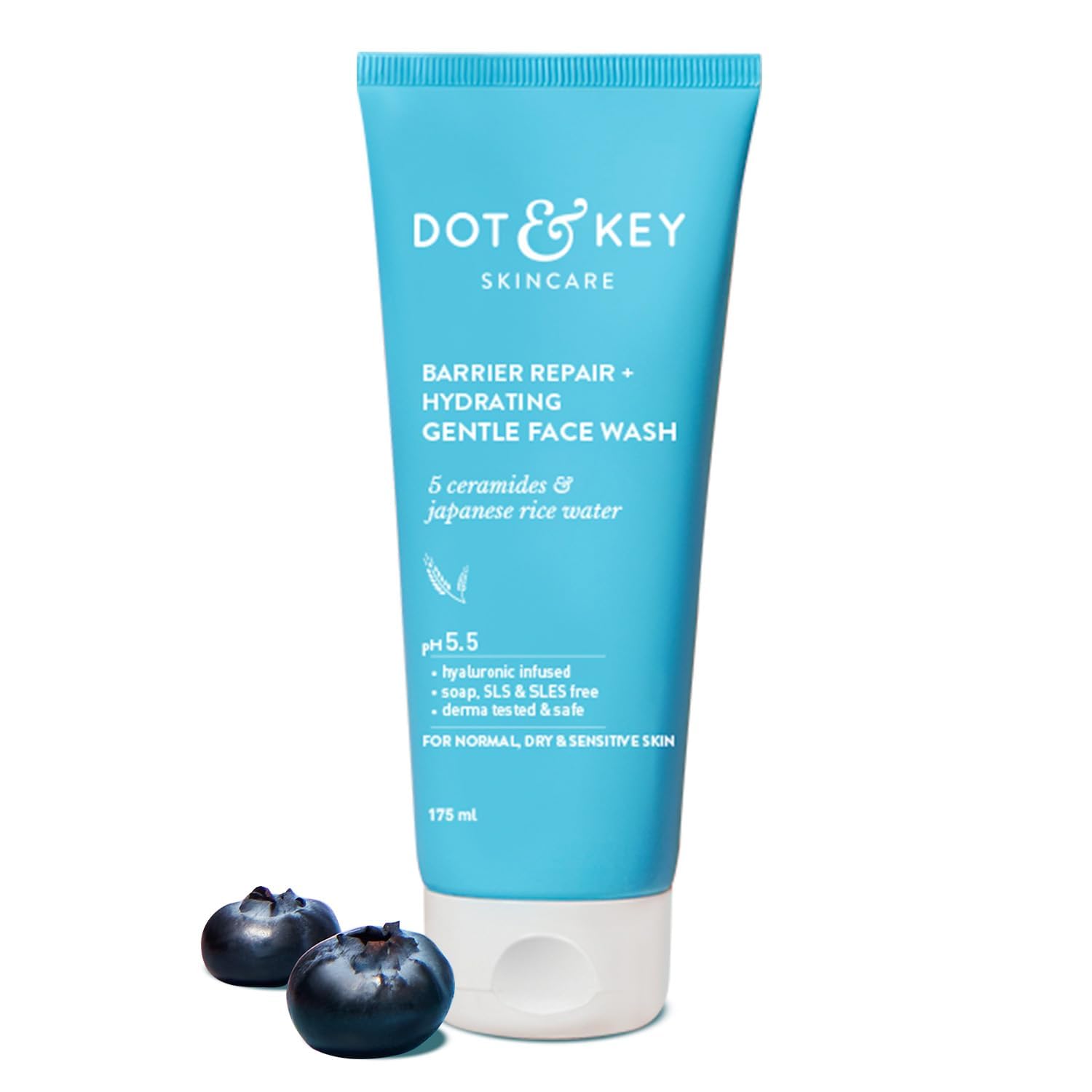DOT & KEY Barrier Repair + Hydrating Gentle Face Wash with Probiotic & Ceramide | Moisturizing Cleanser for Dry, Normal & Sensitive Skin | Unisex 175ml | Daily Skincare Routine for Healthy Glow