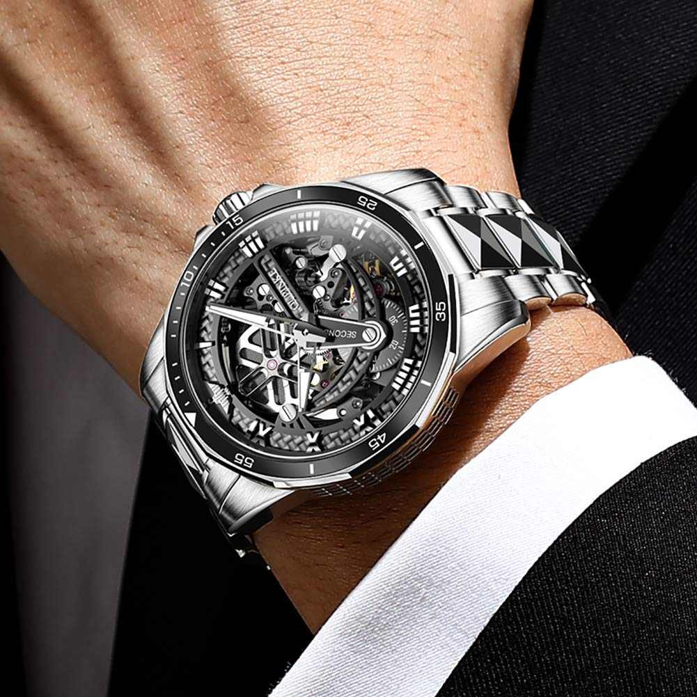Premium Automatic Men's Watch - Starry Sky Luxury Mechanical Waterproof Date Display with Luminous Sapphire & Tungsten Steel Band | Perfect for Business, Formal Events & Everyday Wear