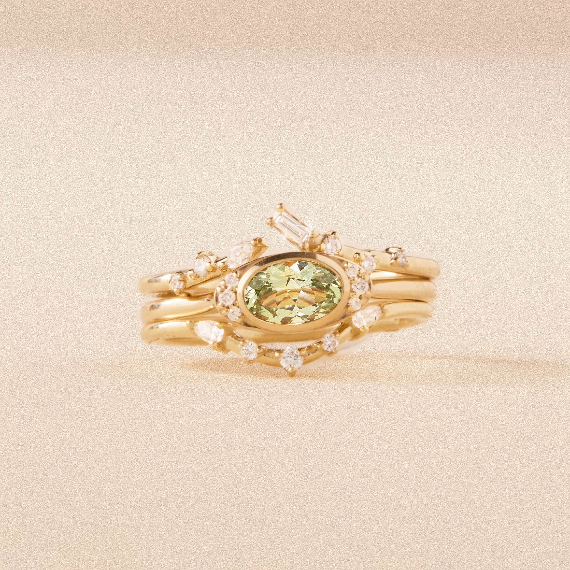 14K Yellow Gold Oval Sapphire Ring - Heart's Eternal Flame Unique Jewelry for Women | Perfect for Anniversaries, Engagements & Special Occasions