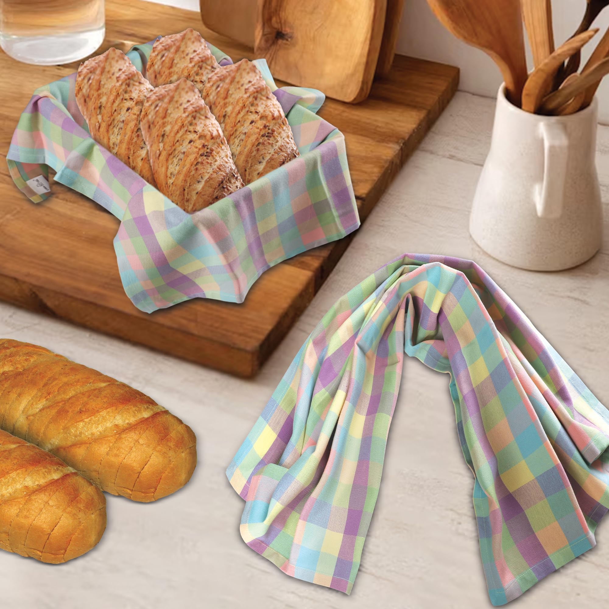 Urban Villa 6-Pack Buffalo Check Easter Kitchen Towels 20”X30” 100% Cotton Highly Absorbent Premium Soft Mitered Corner Towels for Holiday Decor and Daily Use
