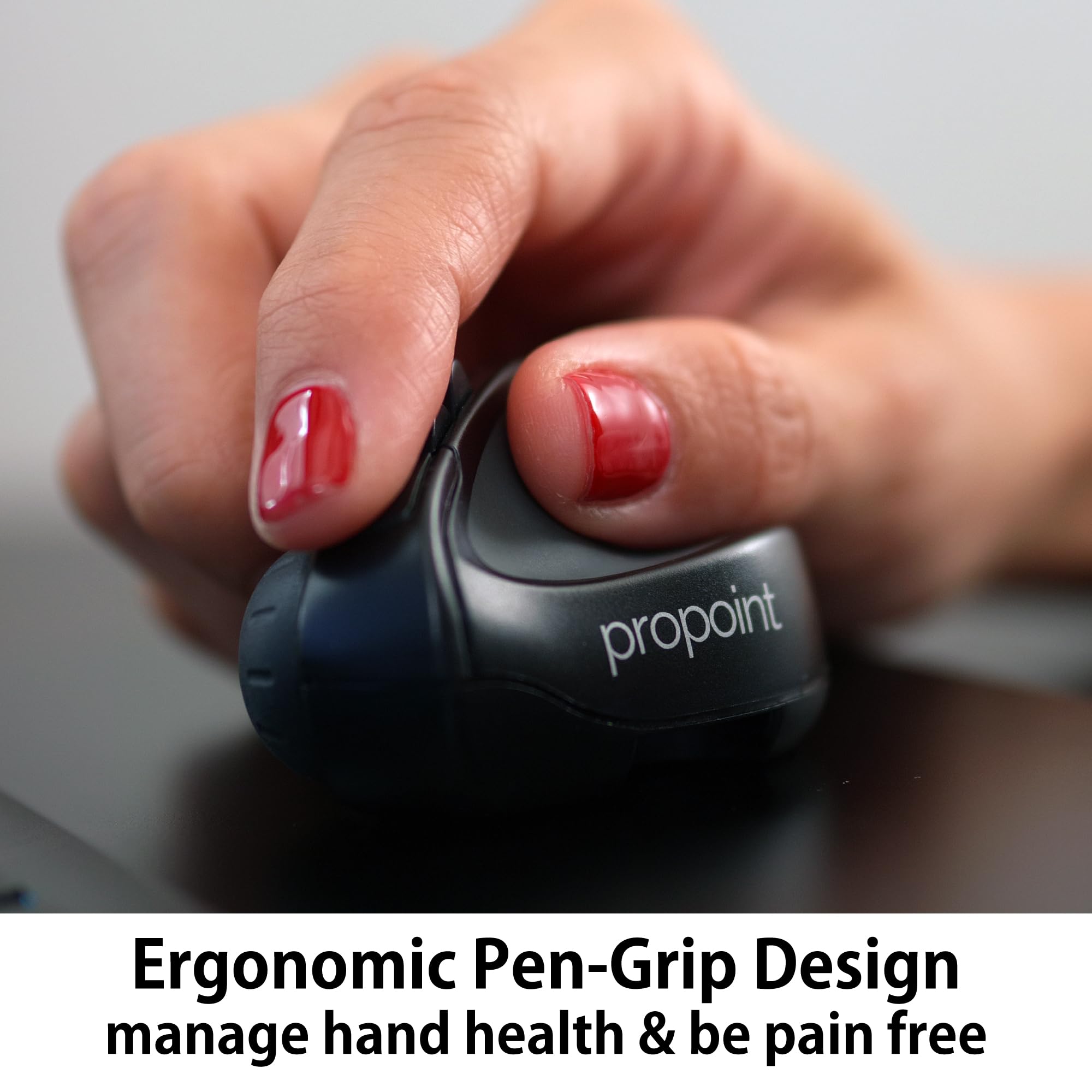 Swiftpoint ProPoint Wireless Ergonomic Mouse - Bluetooth Rechargeable Presentation Clicker & Laser Pointer for Laptop, iPad, PC - Portable Mini Travel Design (Black) | Perfect for Business Meetings, Remote Work & On-the-Go Professionals