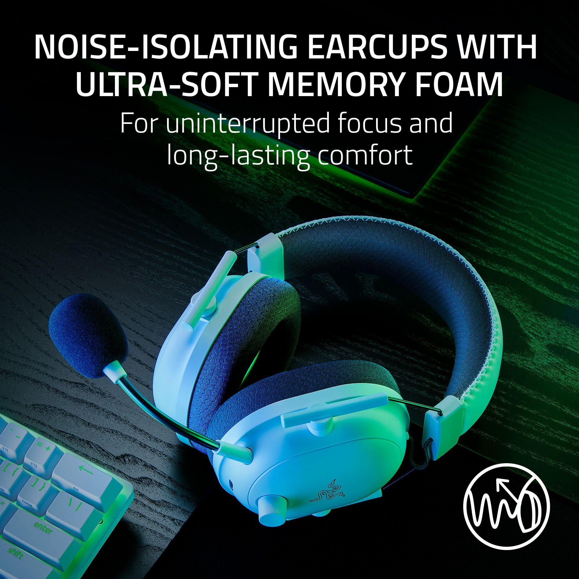 Razer BlackShark V2 Pro Wireless Gaming Headset 2023 Edition - 50mm Drivers, Detachable Mic, Pro-Tuned FPS Sound, Noise-Isolating Memory Foam Earcups, 70-Hour Battery (White) - Perfect for PC, PS5, Xbox Series X Competitive Gaming & Streaming