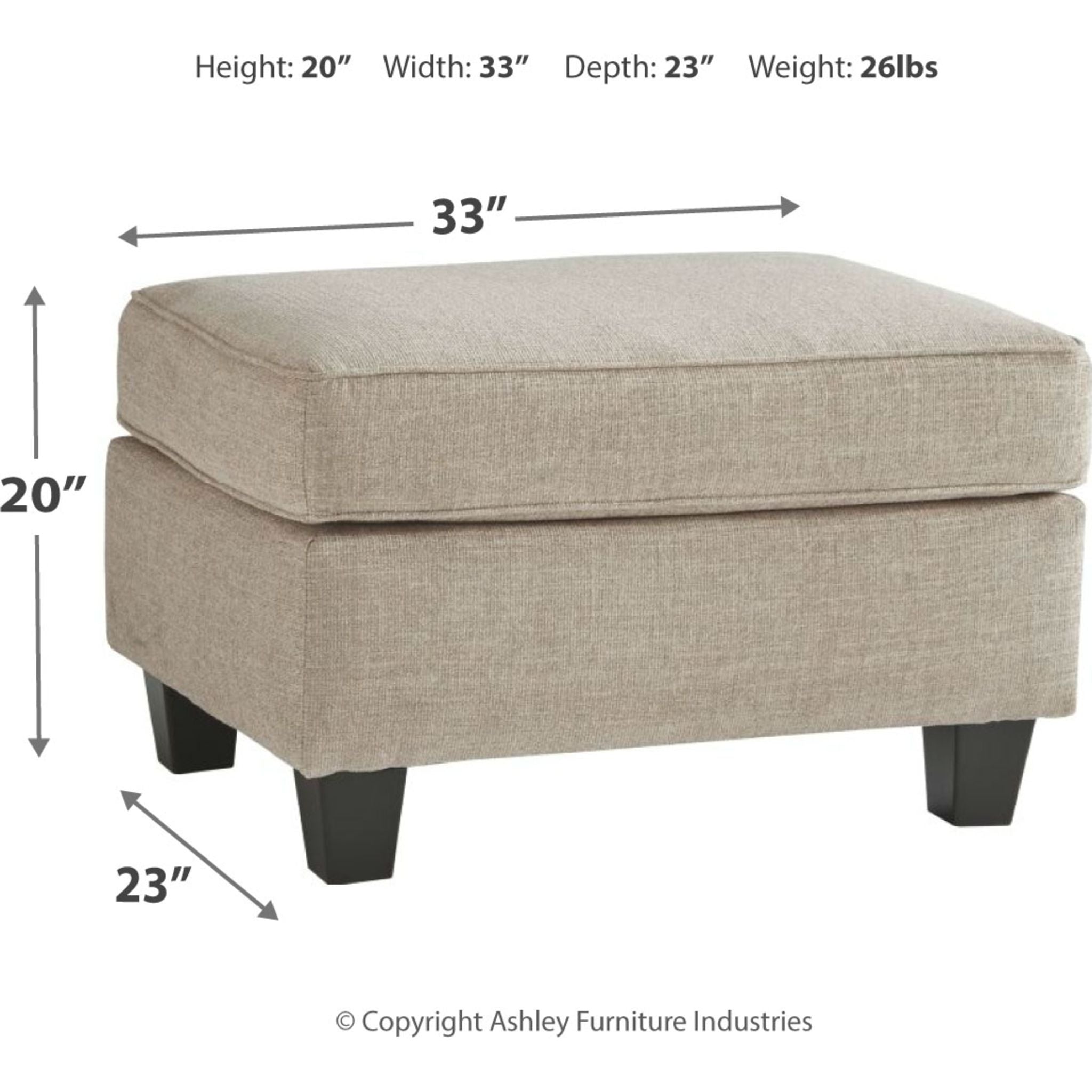 Abney Ottoman in Driftwood Finish - Stylish Storage Bench & Footrest for Living Room, Bedroom, or Entryway