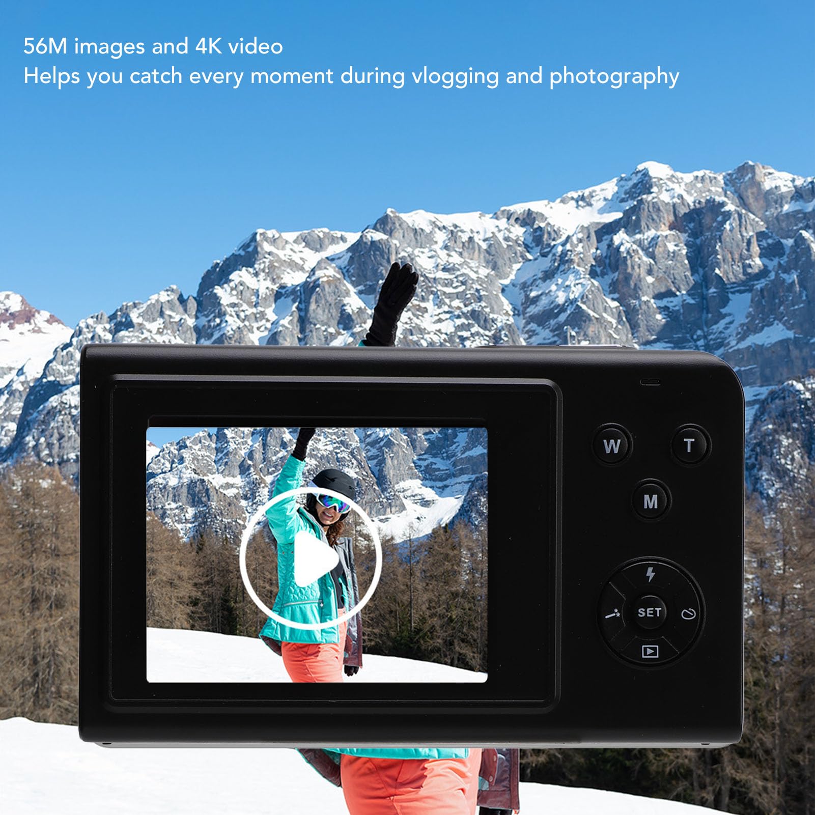 4K 56MP Digital Camera with 16x Zoom | Vlogging Camera for YouTube | Compact Travel Camera with Fill Light | Perfect for Beginners, Teens & Adults (Black) | Great for Travel Vlogging, Family Events & Outdoor Adventures