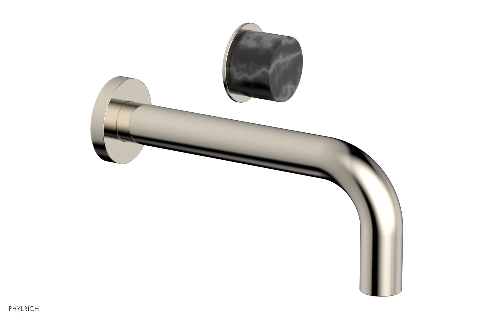 Premium Single Handle Wall Mount Lavatory Faucet - Black Marble Handle (Model 230-17) for Bathroom Sink & Powder Room Upgrade