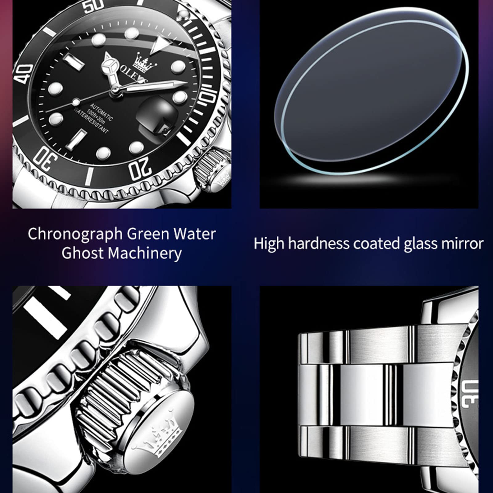 OLEVS Automatic Self-Winding Mechanical Watch for Men - Luxury Stainless Steel Dress Watch with No Battery Needed | Perfect for Business, Formal Events & Everyday Wear