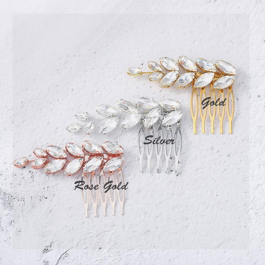 Elegant Silver Rhinestone Bridal Hair Comb Set for Women & Girls - Wedding Headpiece Accessories (Pack of 2) | Perfect for Bridal Showers, Weddings & Special Occasions