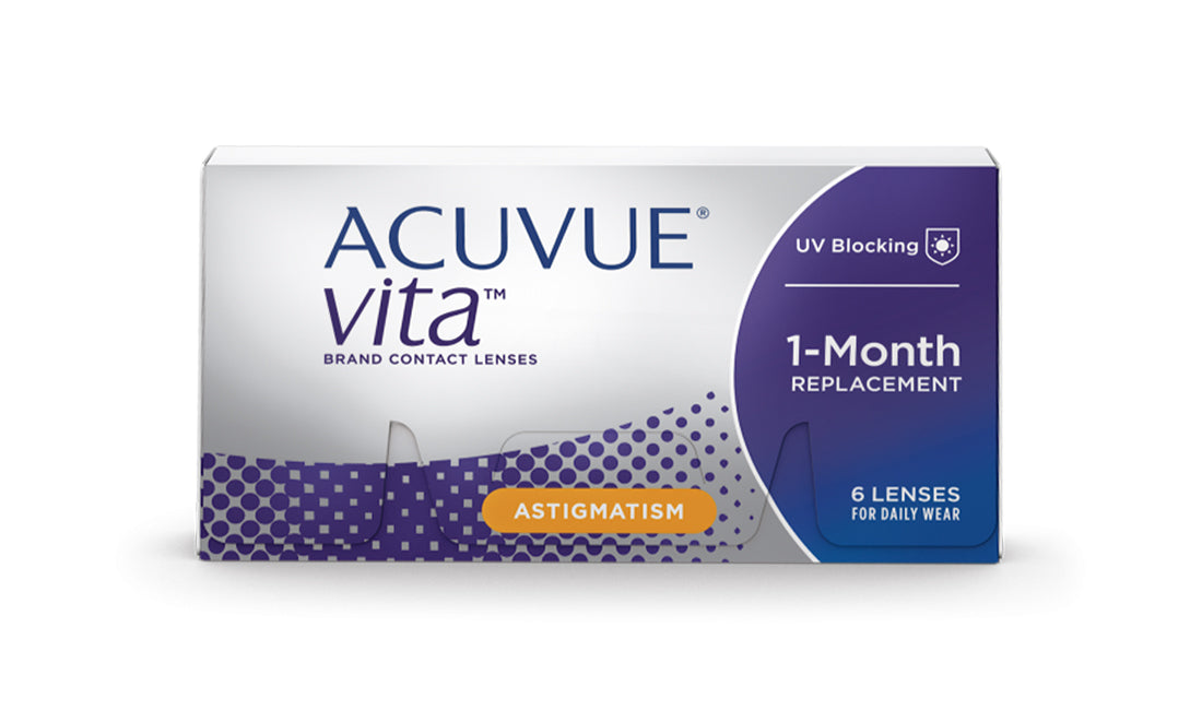 Acuvue Vita Toric Contact Lenses - 6 Pack (Monthly Disposable) for Astigmatism | Comfortable & Breathable for Daily Wear