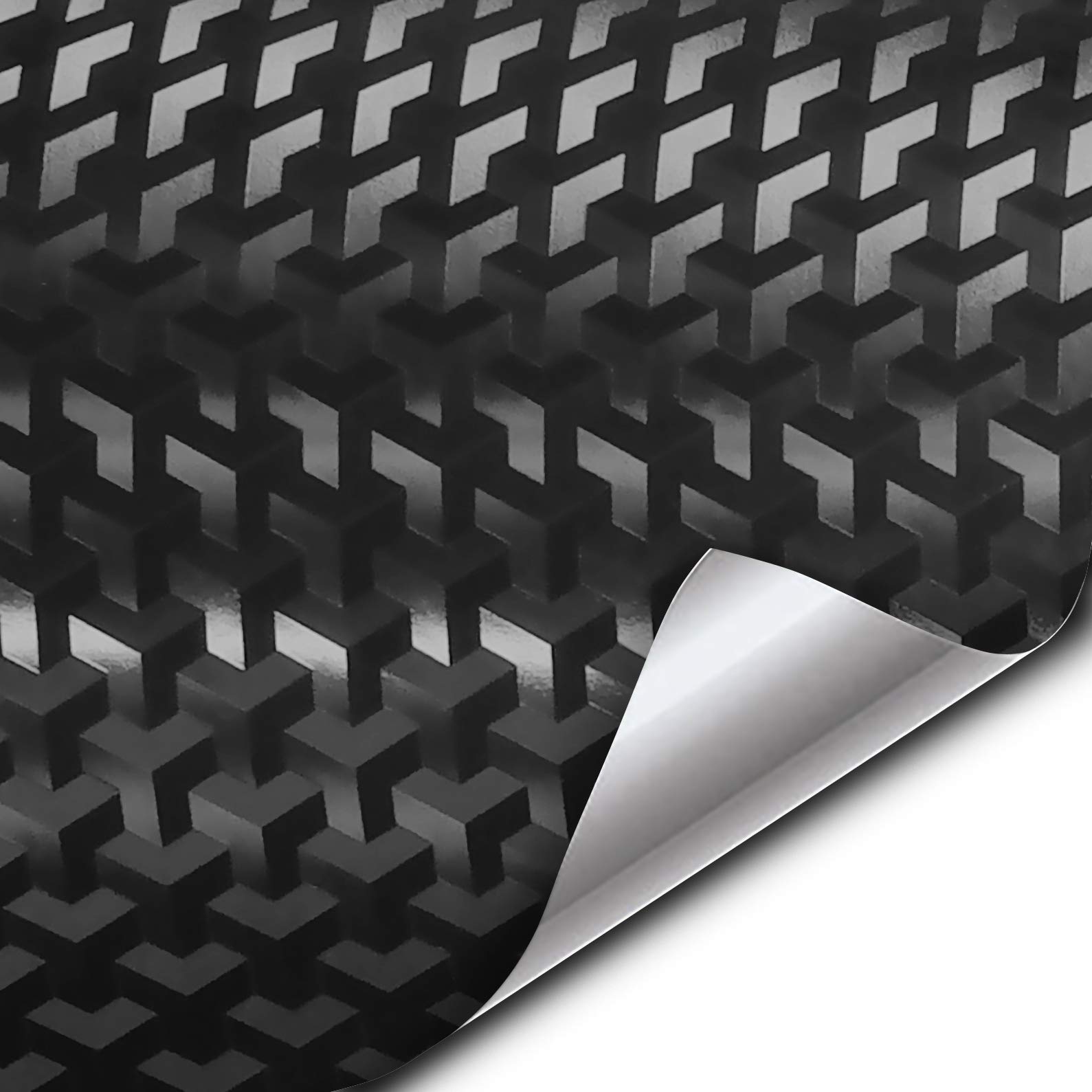 Premium VViViD Black Carbon Fiber Vinyl Wrap Roll - 15ft x 5ft (Triangle Pattern) - High Gloss Automotive & DIY Wrap for Cars, Motorcycles, Laptops & Home Decor