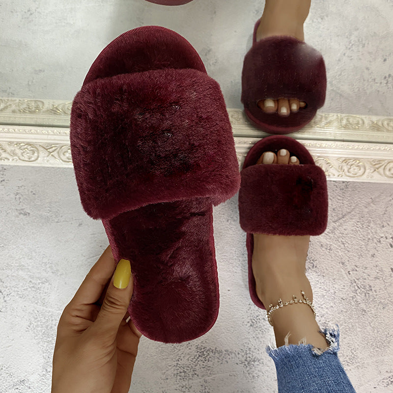 Women's Soft Open-Toe Plush Slippers - Cozy House Shoes for Relaxing at Home, Spa Days & Lounging