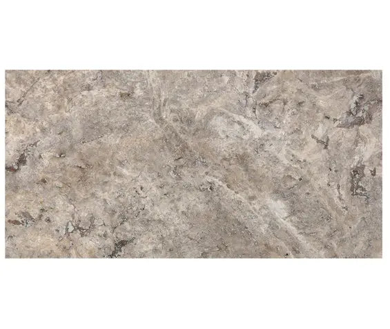 Premium Silver Travertine 12x24 Tile - Honed & Filled Cross Cut or Vein Cut - Natural Stone Flooring & Wall Tiles for Bathroom, Kitchen, and Living Room Renovations