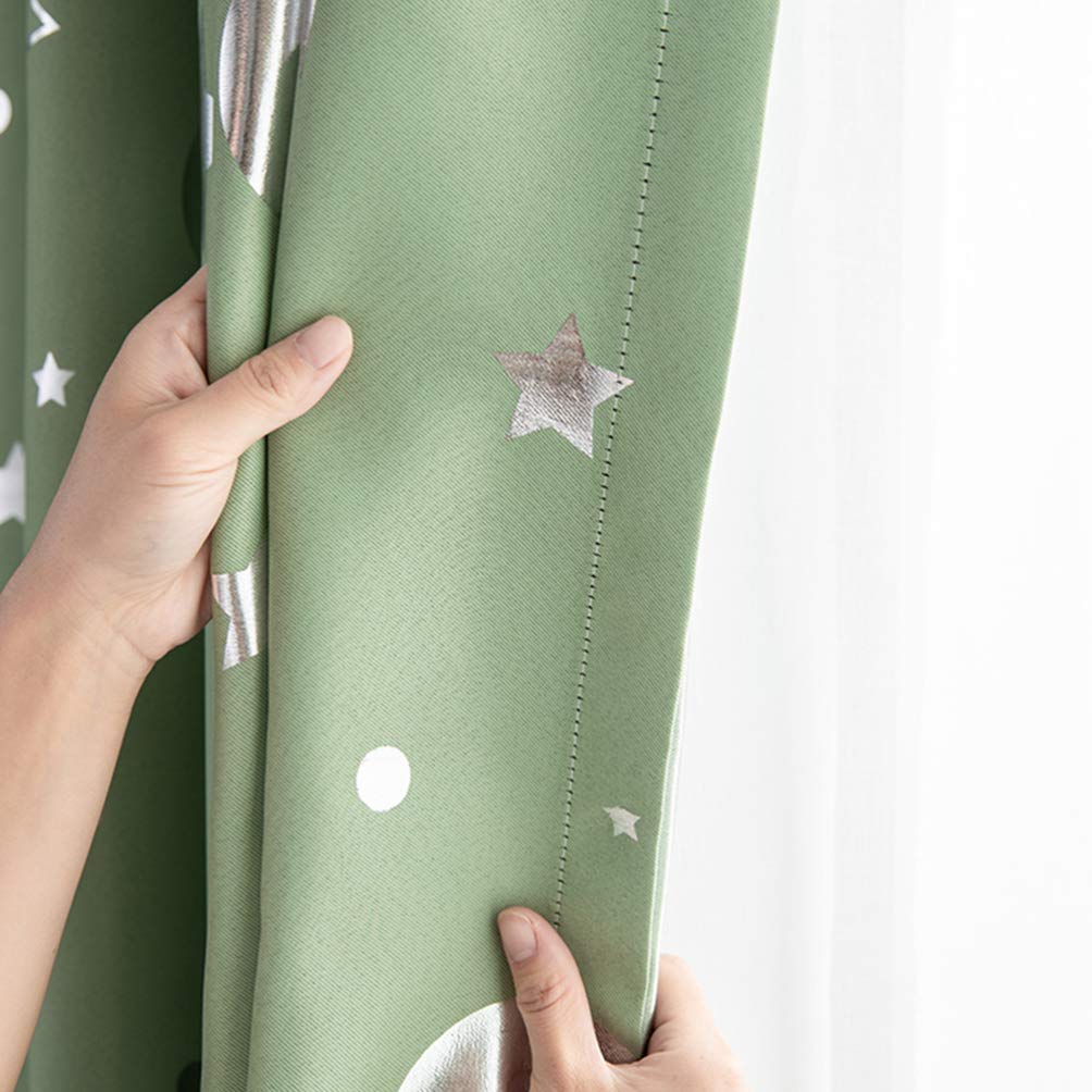 Blackout Curtains for Kids Room - Moon & Stars Design, Thermal Insulated, Light Blocking Window Drapes - Perfect for Nursery, Bedroom & Home Decor (1 Panel, Black)