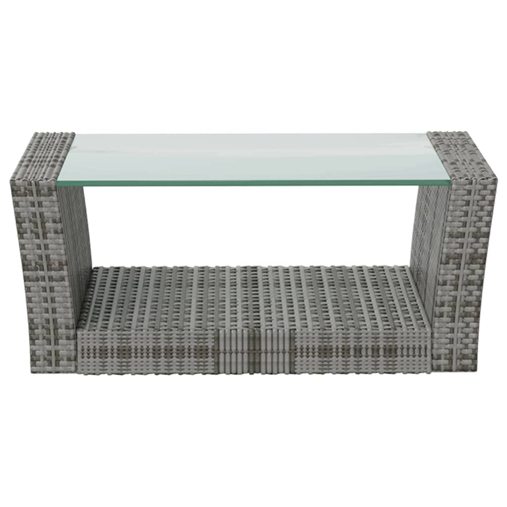 vidaXL 8-Piece Gray Patio Lounge Set with Cushions - Poly-Rattan Outdoor Furniture with Glass Tabletop - Easy Assembly & Lightweight - Perfect for Garden, Poolside & Backyard Relaxation
